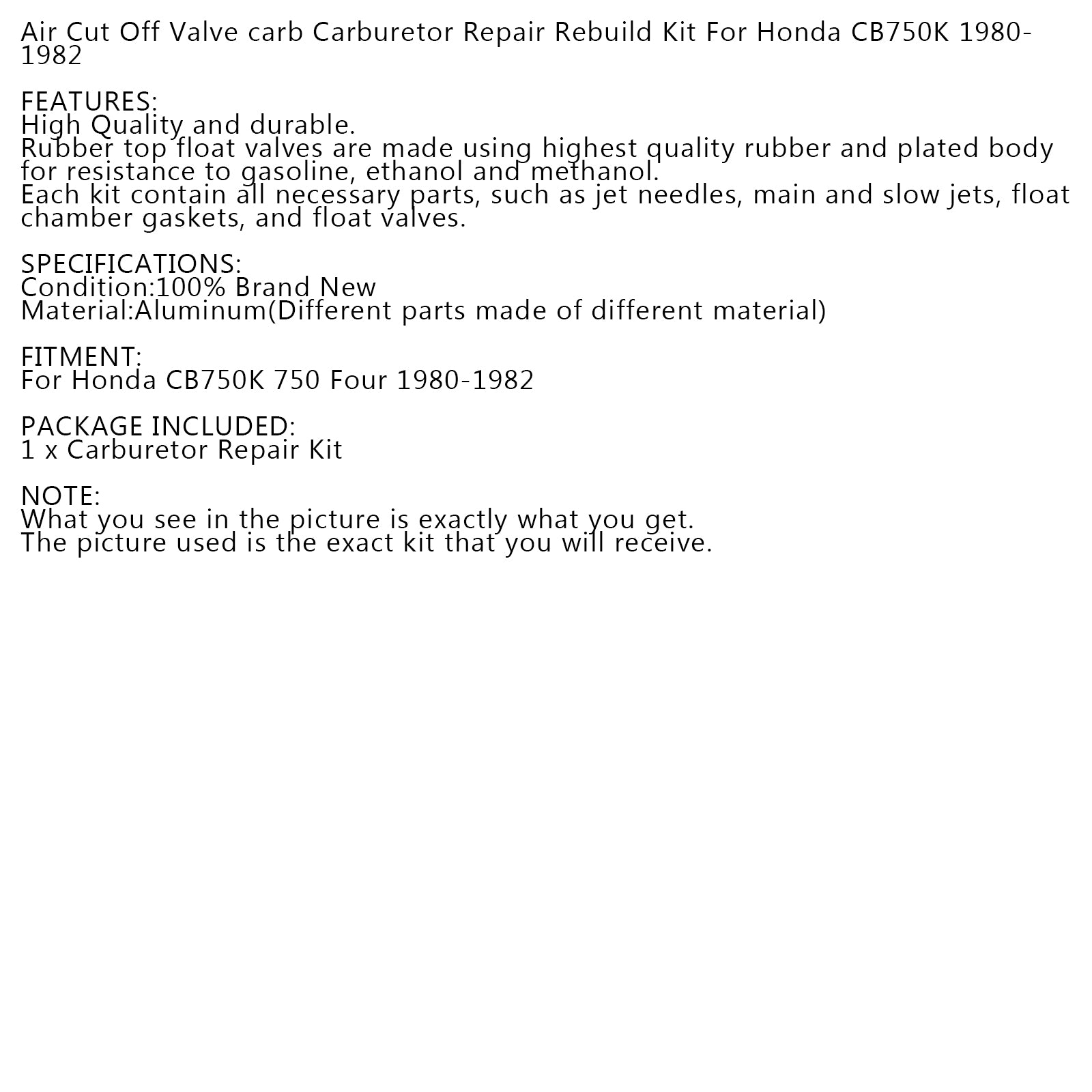 Air Cut Off Valve Set carb repair kit For Honda CB750K 1980-1982 replace 18-2795