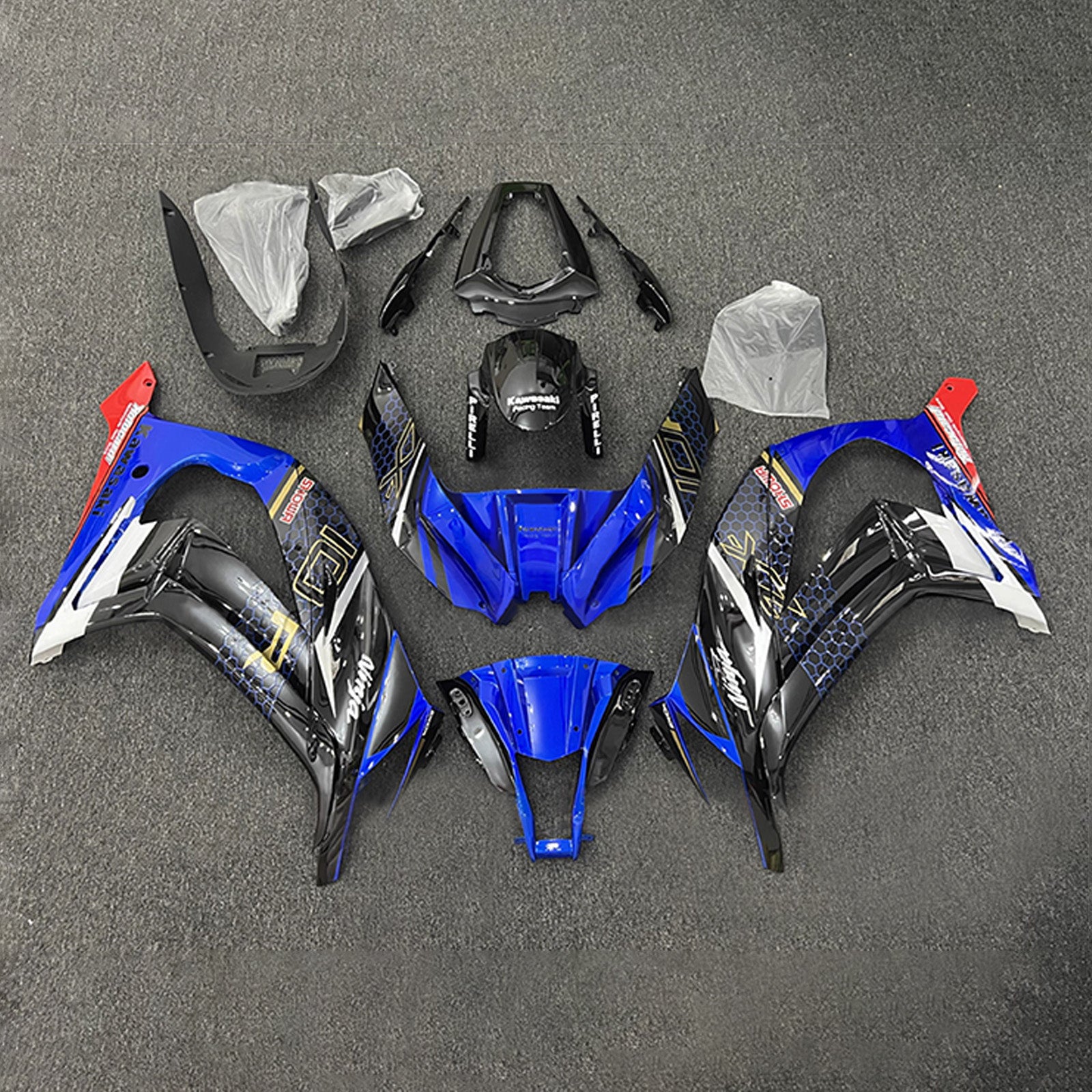 Amotopart 2011-2015 Kawasaki ZX10R Black Blue Red Fairing Kit