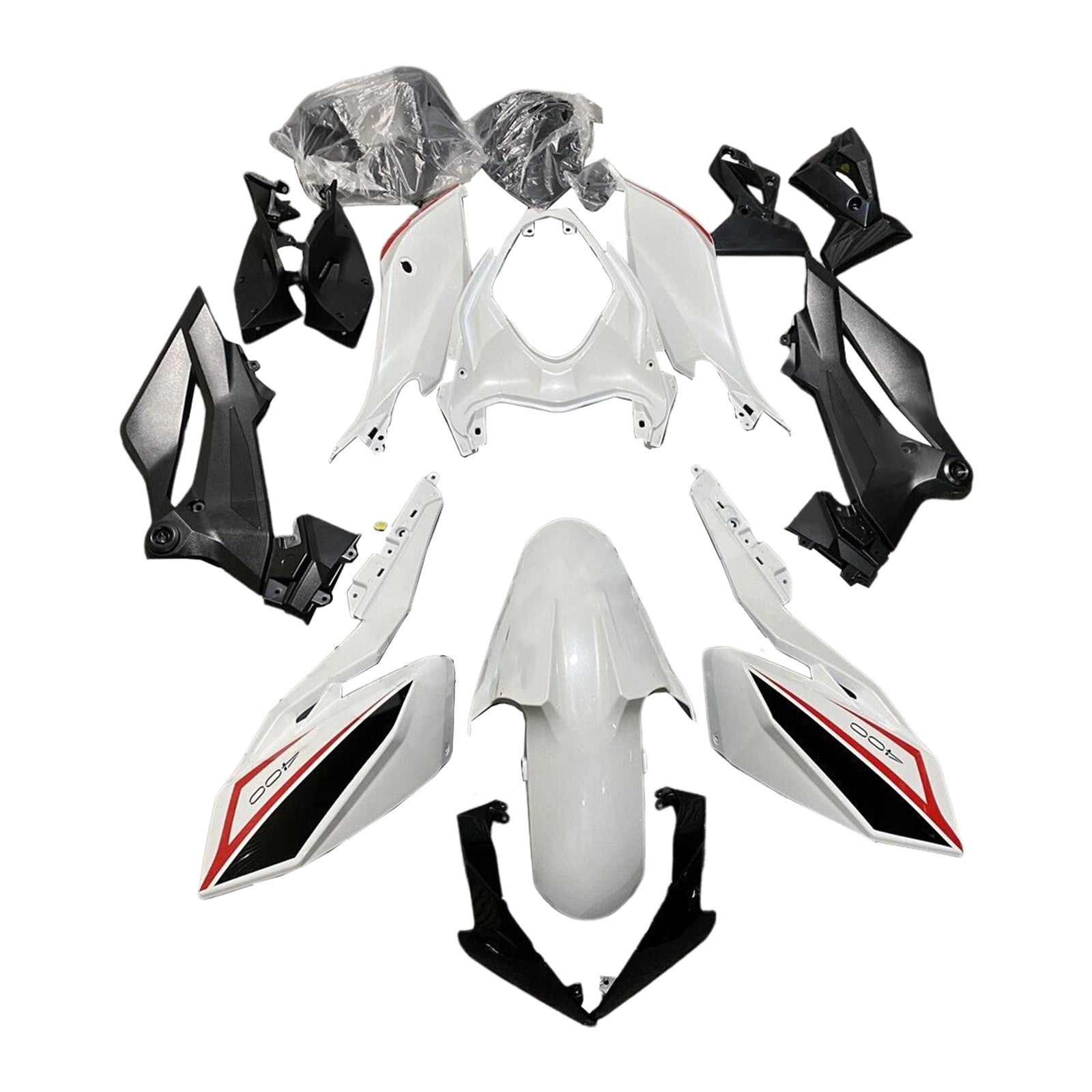 Amotopart 2018-2024 Kawasaki Z400 Kit de carénage noir blanc rouge