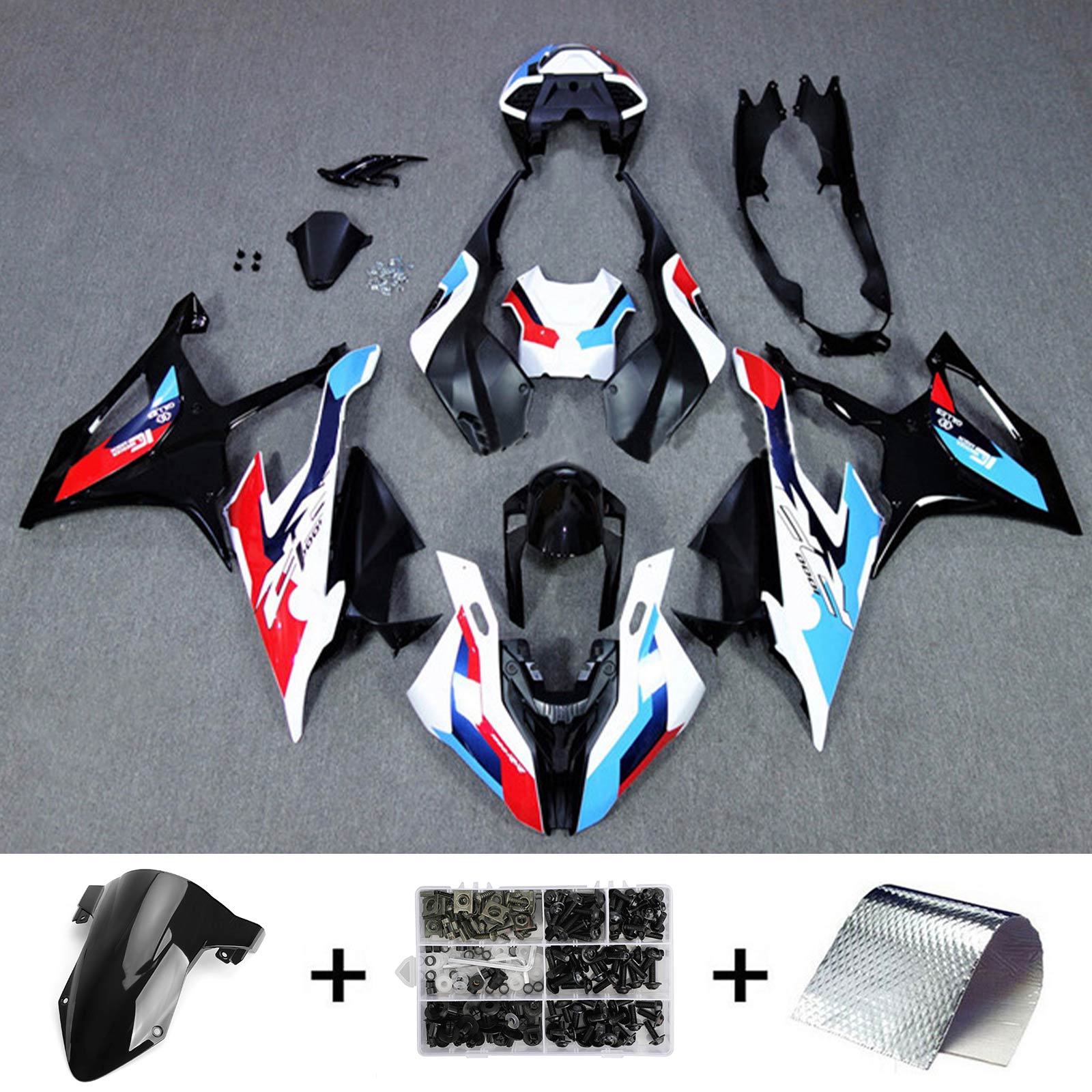 Amotopart 2019-2022 BMW S1000RR/M1000RR ブラック ホワイト レーシング フェアリング キット