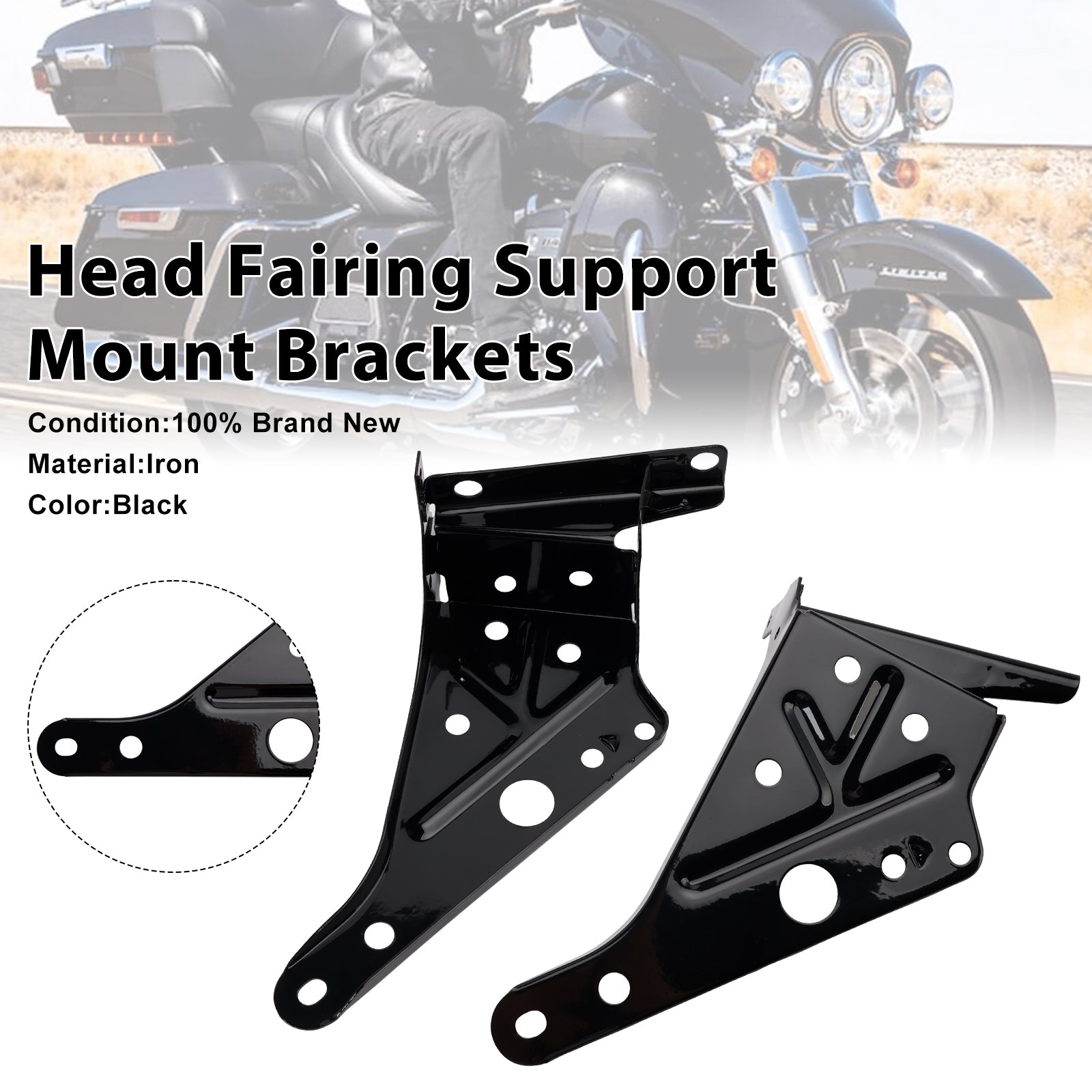 2014-2023 Touring Street Glide Head Mount Brackets 57000169 57000170