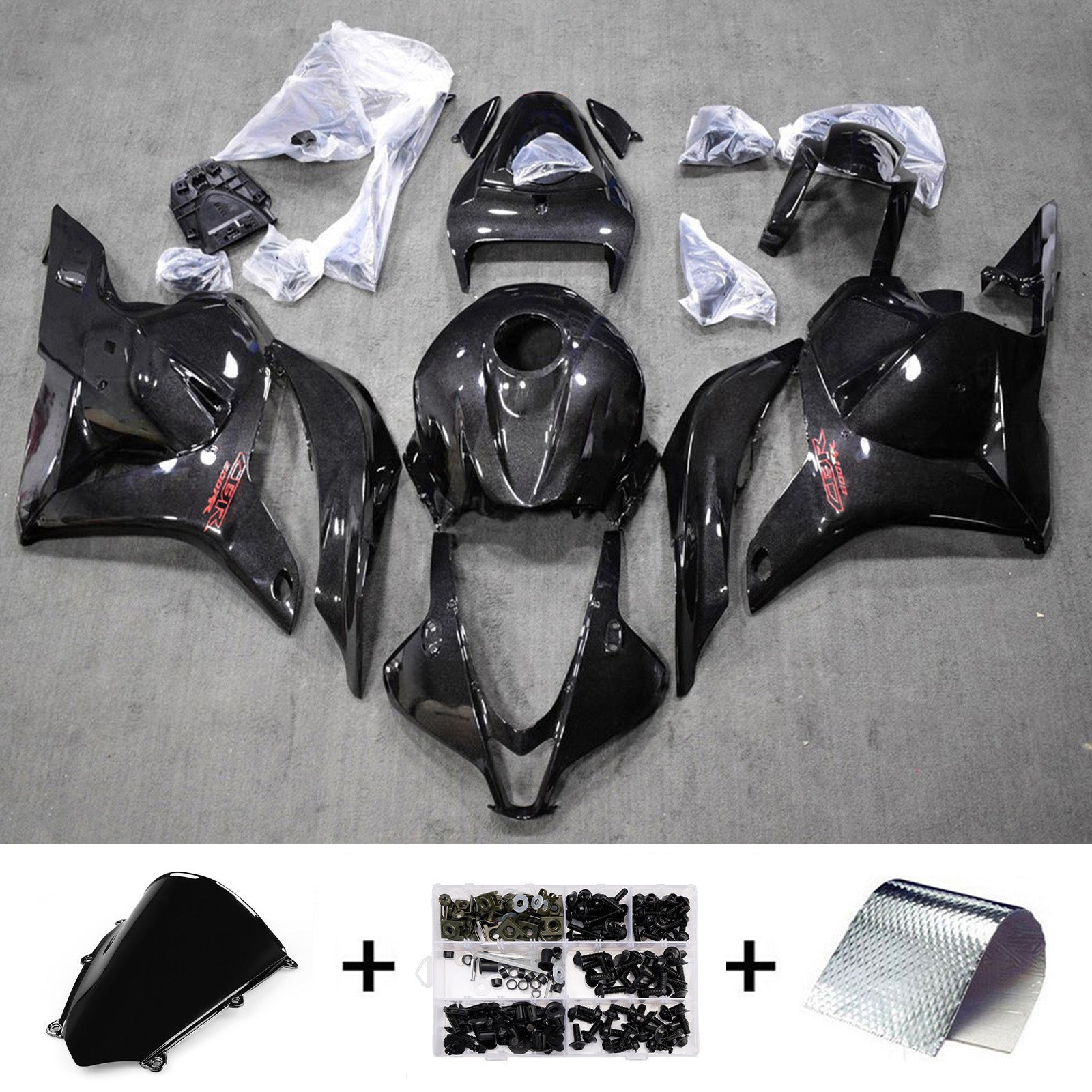 Amotopart 2009-2012 Honda CBR600RR glanzend zwarte kuipset