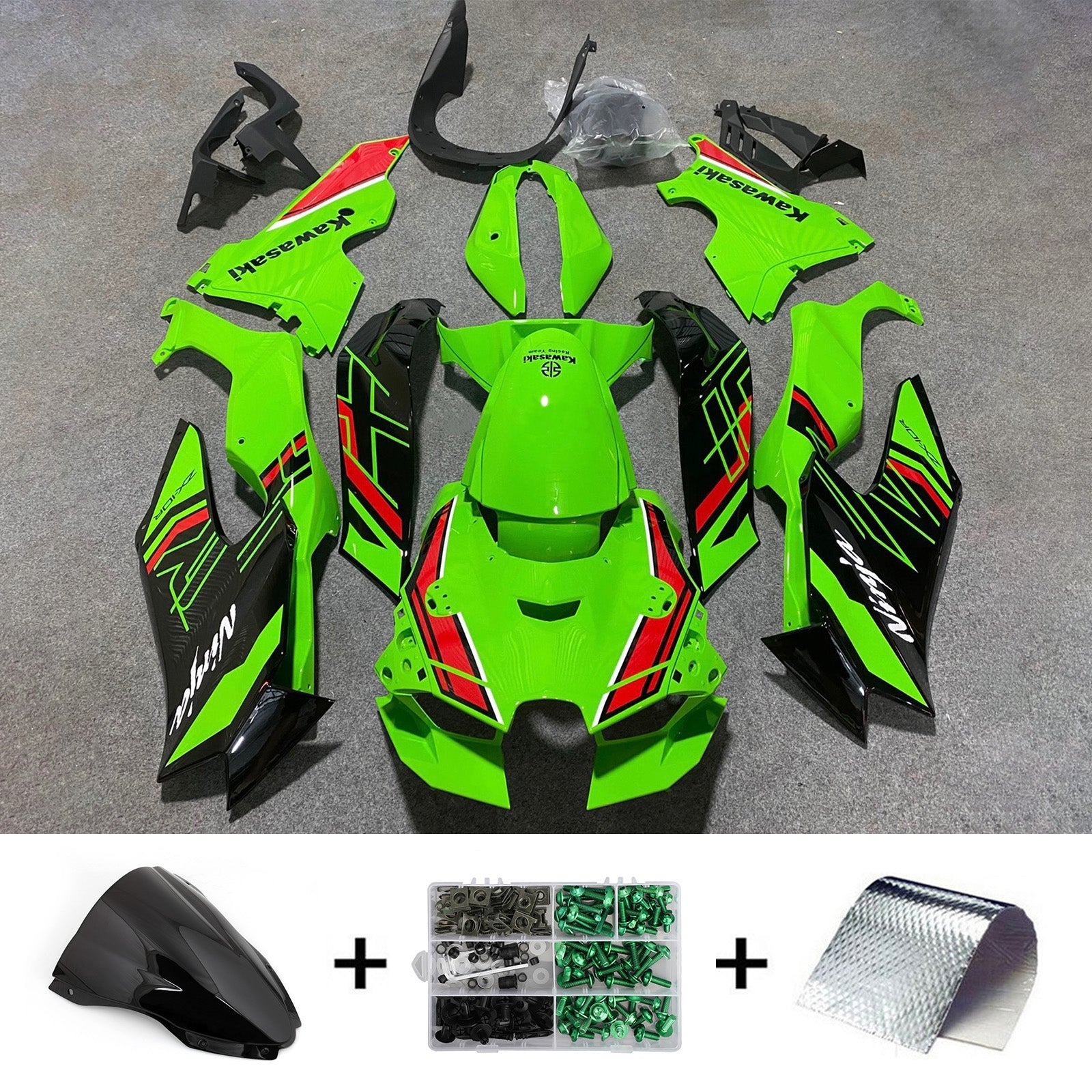 Amotopart 2021-2024 Kawasaki ZX10R ZX10RR グリーン フェアリング