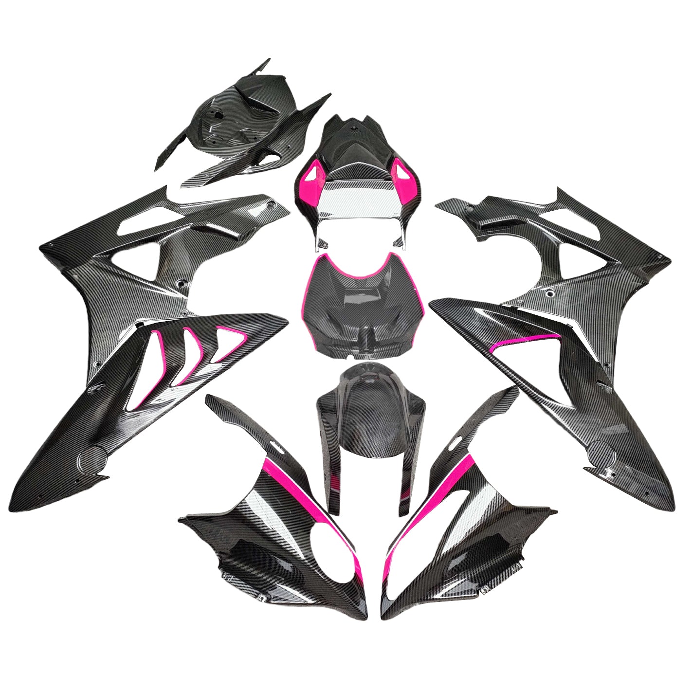 Amotopart 2017-2018 BMW S1000RR Carbon Fiber Pattern Pink Fairing Kit