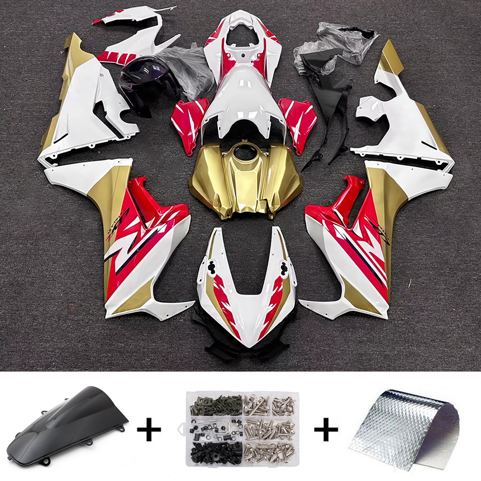 Amotopart 2017-2026 Honda CBR1000RR White/Red/Gold Fairing Kit