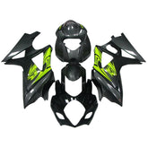 Amotopart 2007-2008 K7 GSXR1000 Suzuki Black with Green Accents Fairing Kit