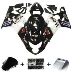 Amotopart 2004-2005 K4 GSXR 600/750 Suzuki White&Black Style3 Fairing Kit