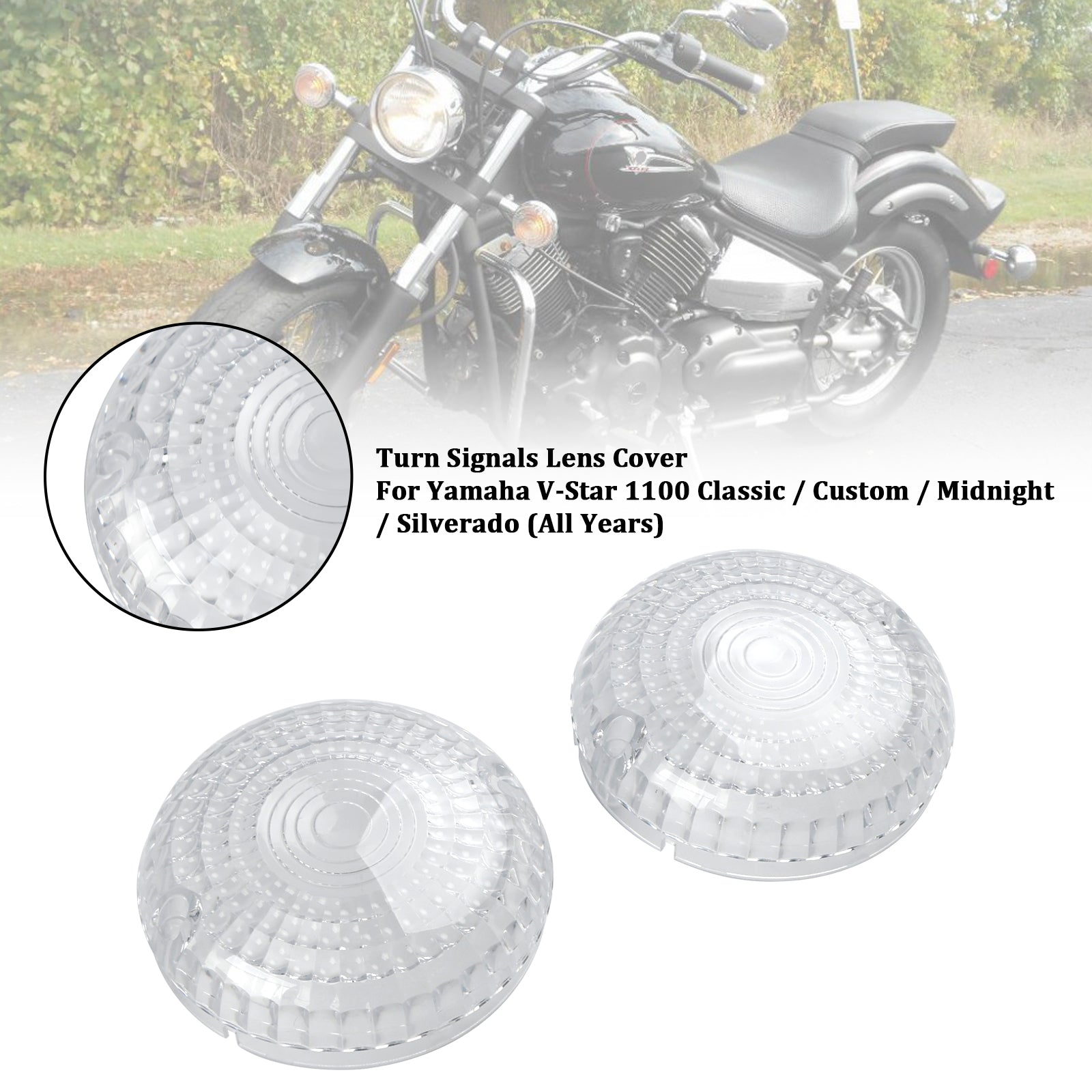 Yamaha V-Star1100 XVS650 Road Star Cubierta transparente para lentes de intermitentes delanteros/traseros