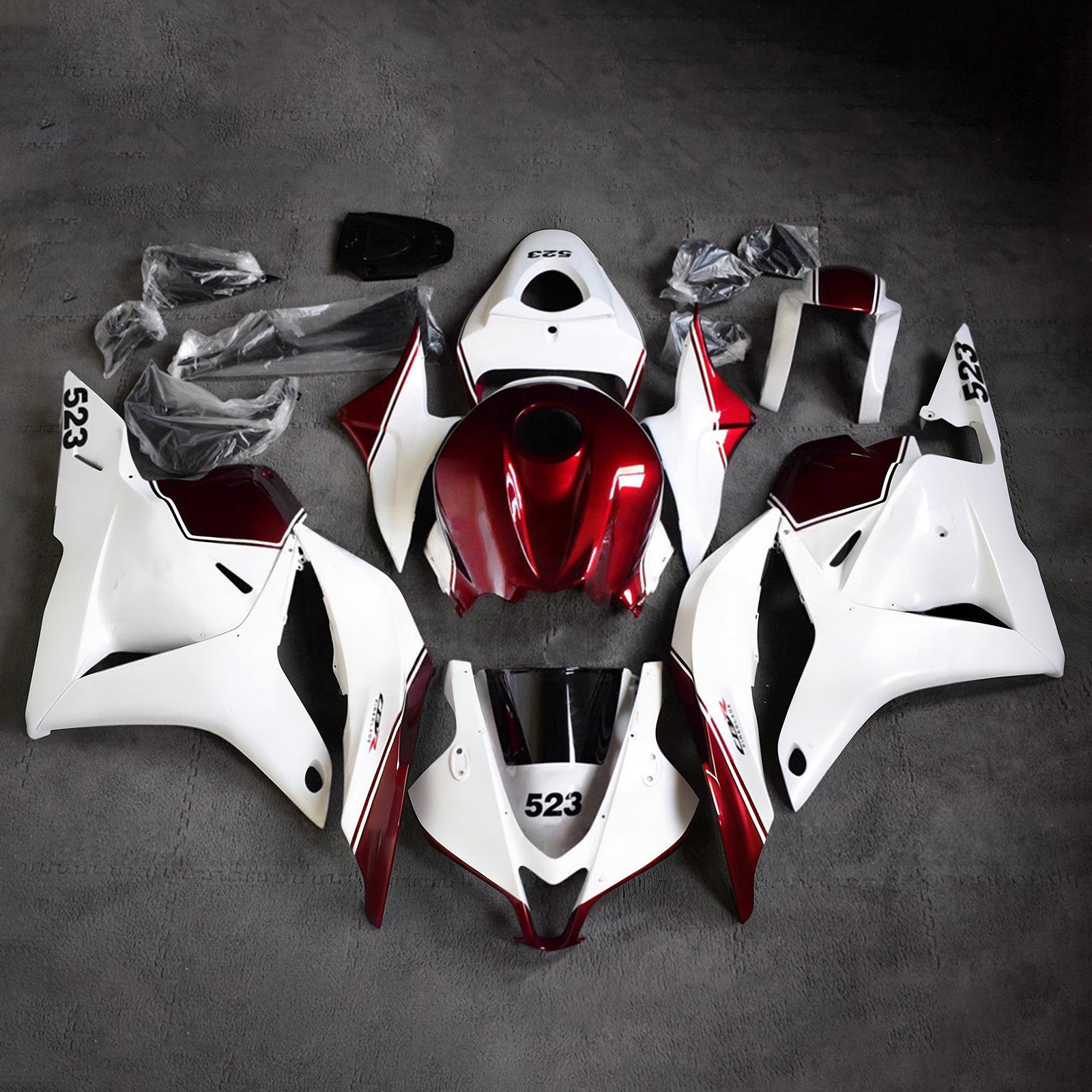 Kit de carenagem Amotopart 2009-2012 Honda CBR600RR branco vermelho