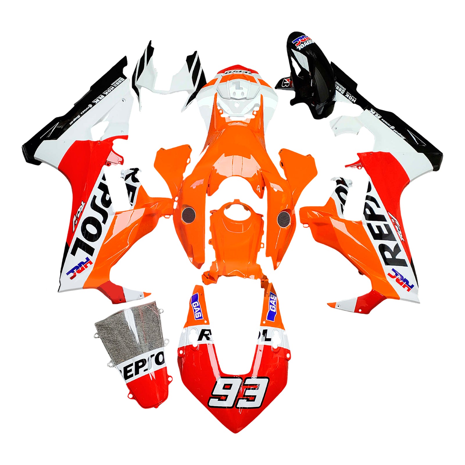 Amotopart 2017-2023 Honda CBR1000rr Kit de carénage blanc orange