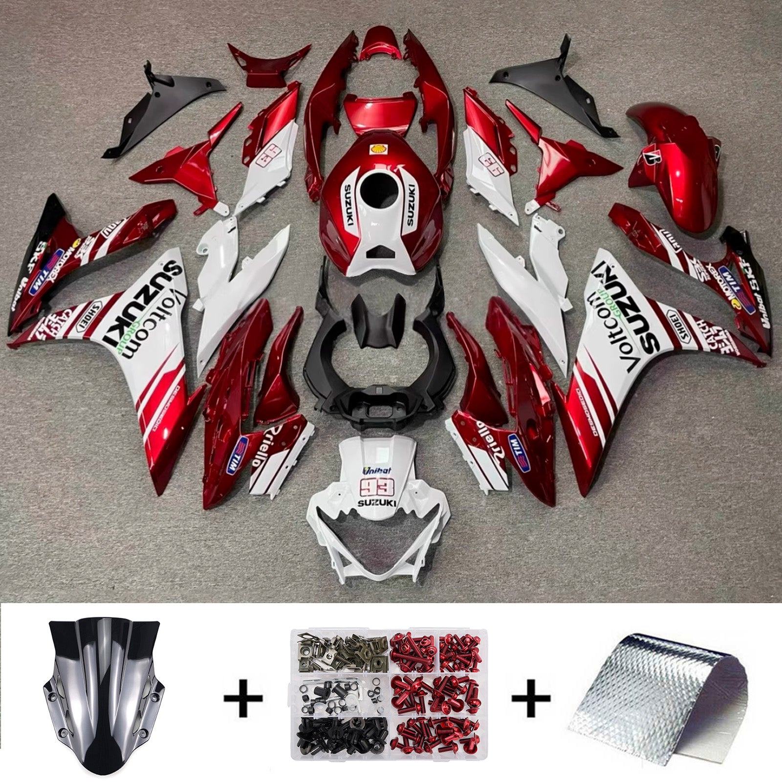 Amotopart 2017-2020 Suzuki GSX250R Kit de carenado rojo blanco negro