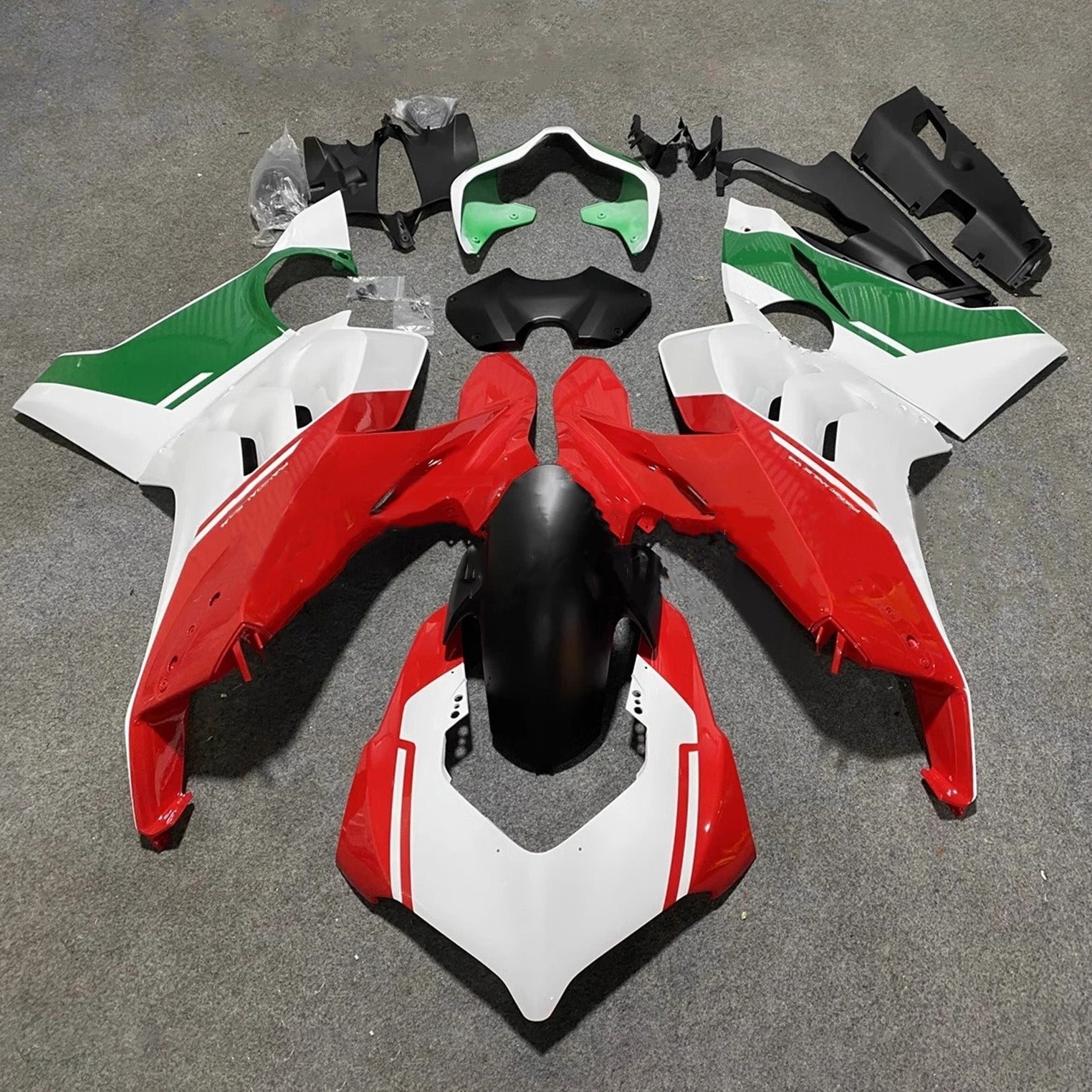 Amotopart Ducati Panigale 20-21 V4 V4S & 21-22 V4SP & 19-22 V4R Kit de carénage noir blanc rouge vert