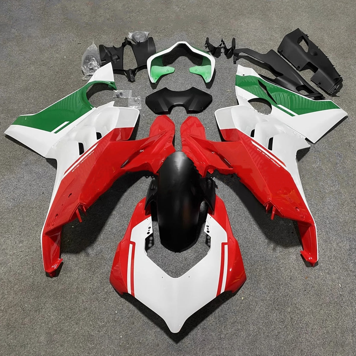 Amotopart Ducati Panigale 20-21 V4 V4S &amp; 21-22 V4SP &amp; 19-22 V4R Schwarz Weiß Rot Grün Verkleidungssatz