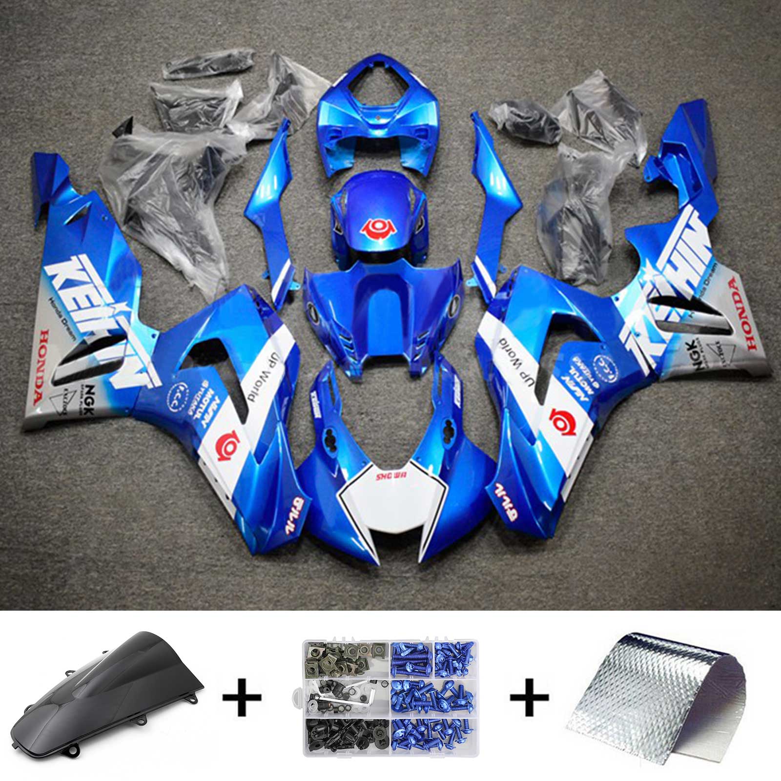 Amotopart 2020-2023 CBR1000RR-R Kit de carénage bleu et blanc Honda