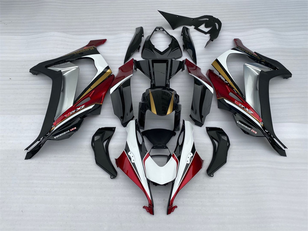 Kit de carénage Amotopart Kawasaki ZX10R 2016-2020 noir et rouge