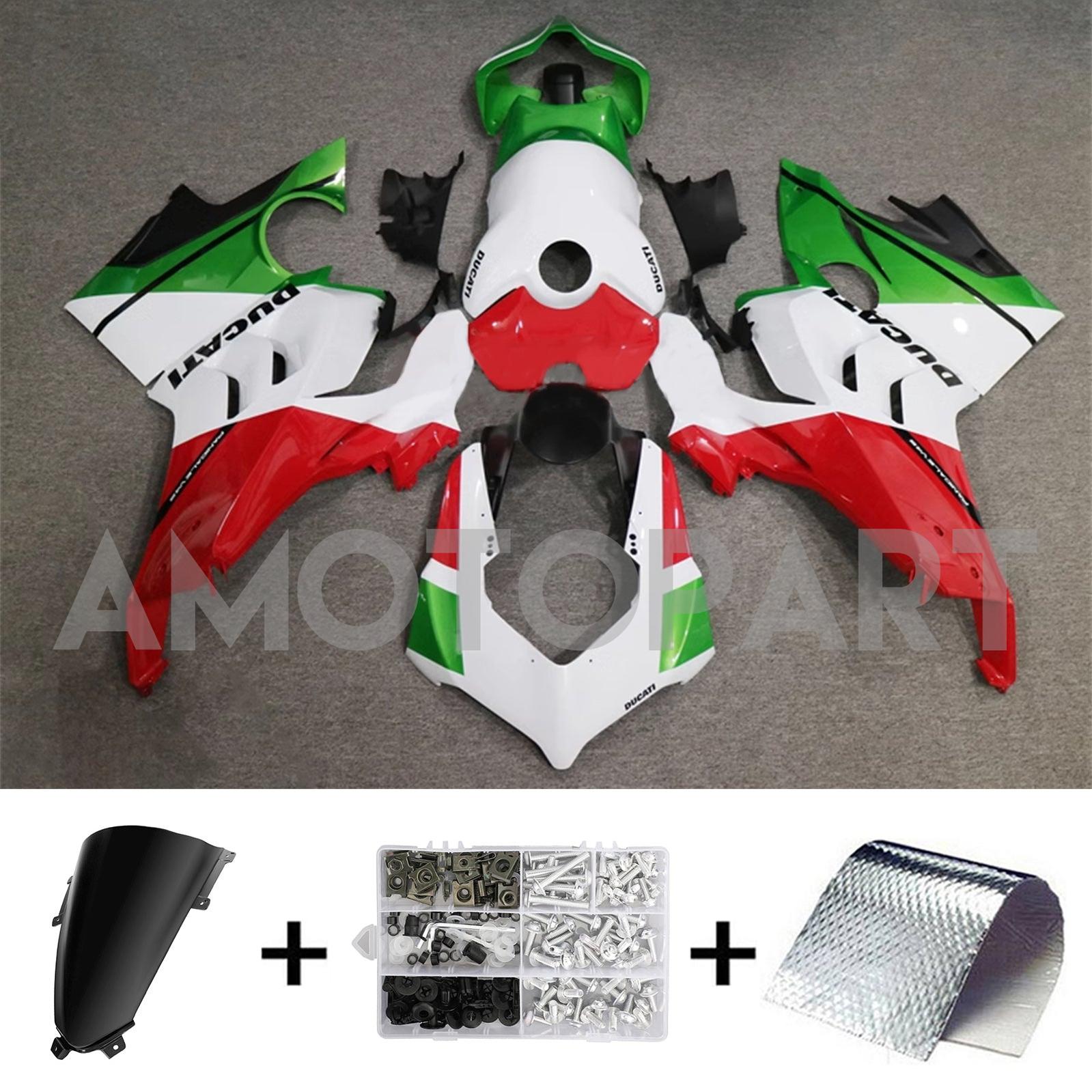 Amotopart Ducati 20-21 Panigale V4 V4S White Red & Green Fairing Kit