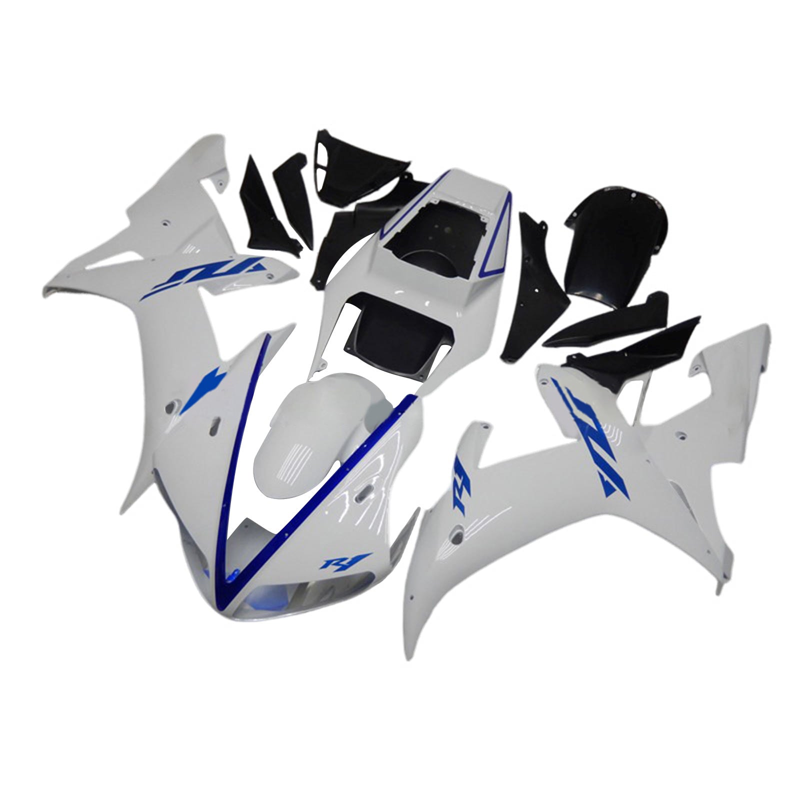 Amotopart 2002-2003 Yamaha YZF R1 Kit de carénage noir blanc bleu