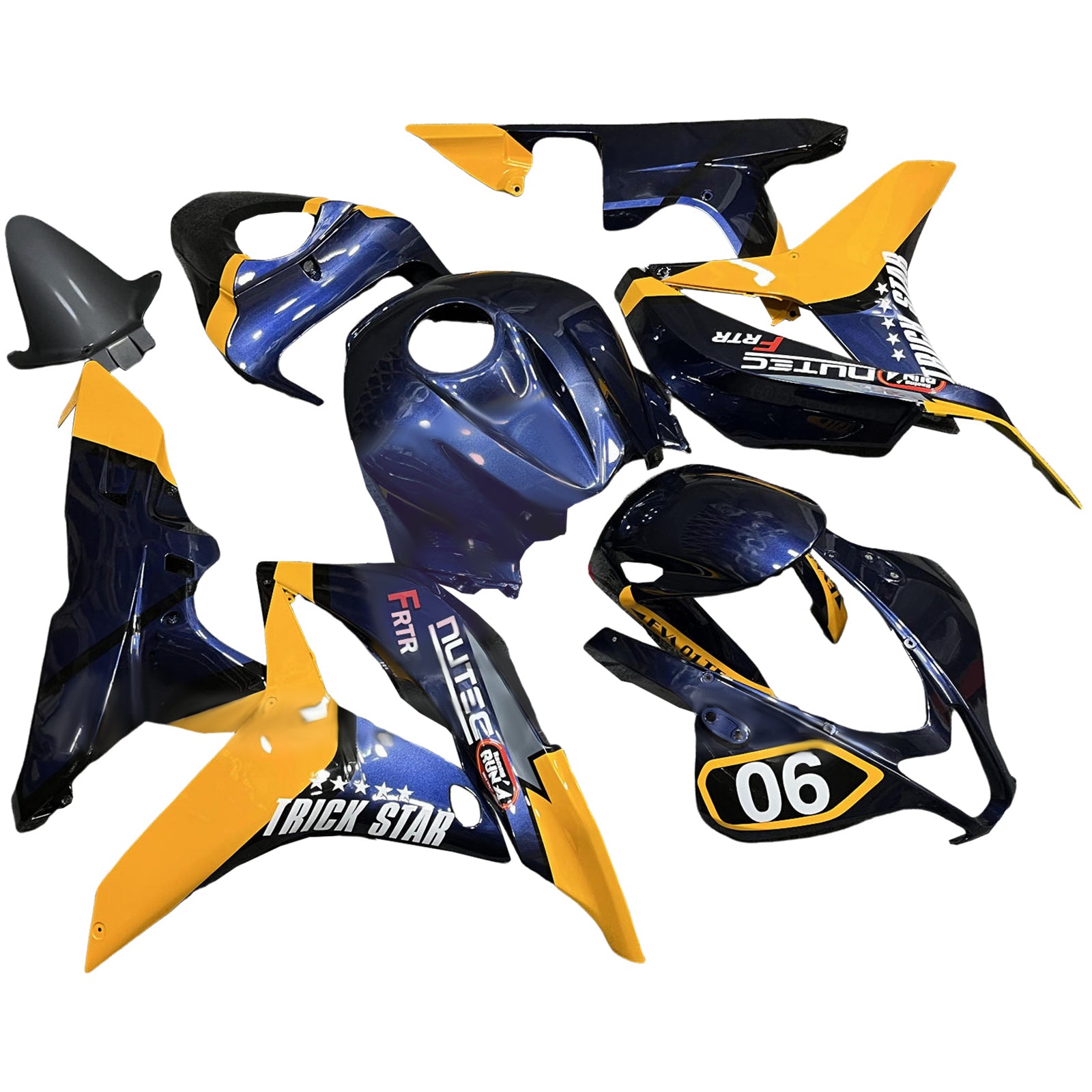 AMOTOPART 2007-2008 HONDA CBR600RR Dark Blue Yellow Geelbeurskit
