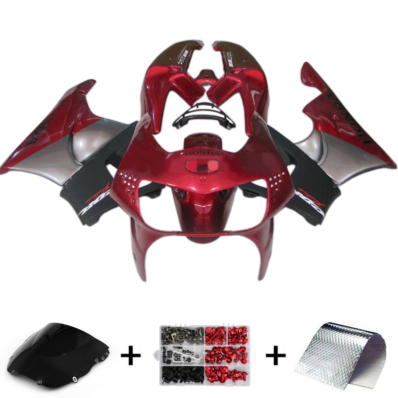 Amotopart 1998-1999 Honda CBR900RR 919 Red Black Gray Fairing Kit