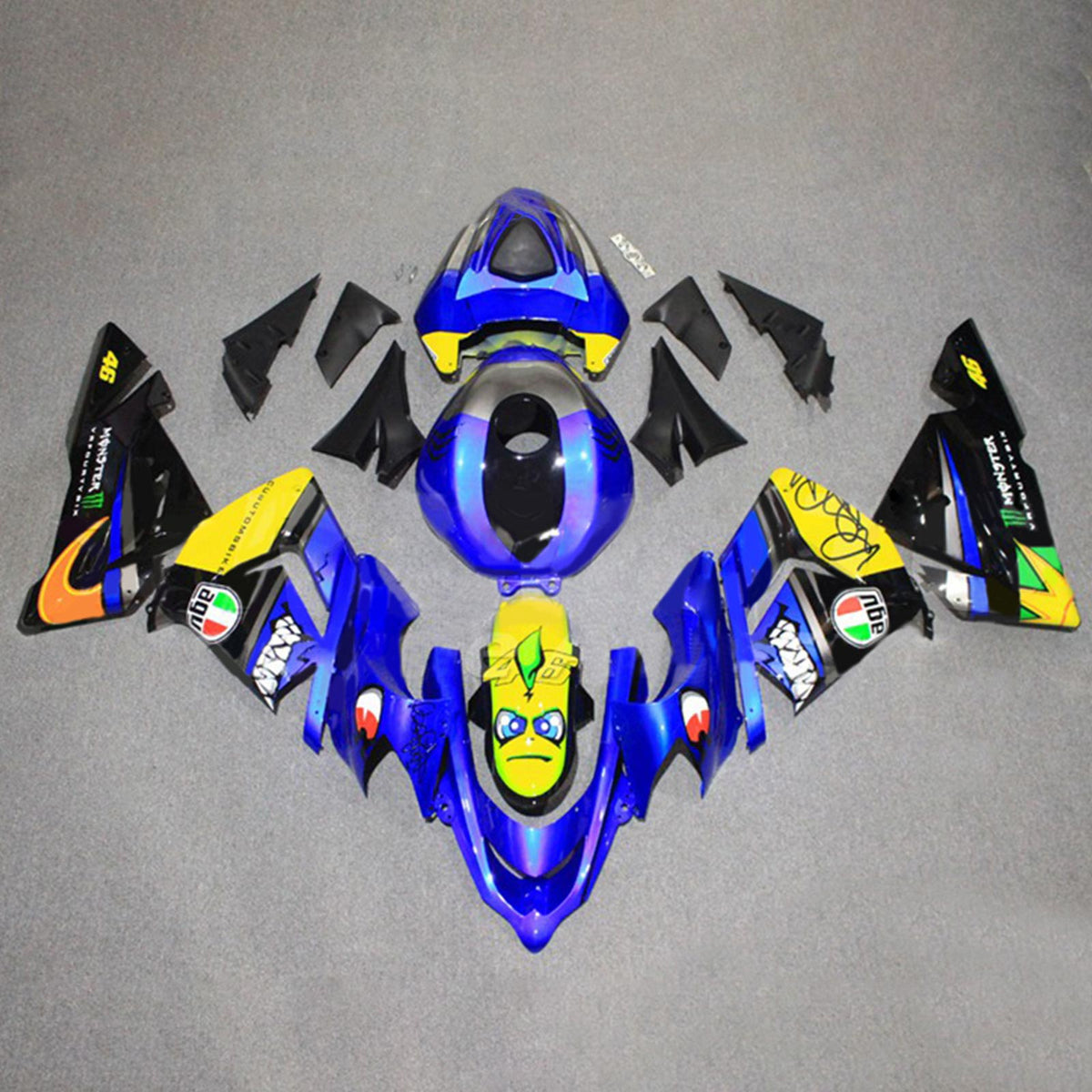 Amotopart 2004-2005 ZX10R Kawasaki Kit de carénage bleu et jaune