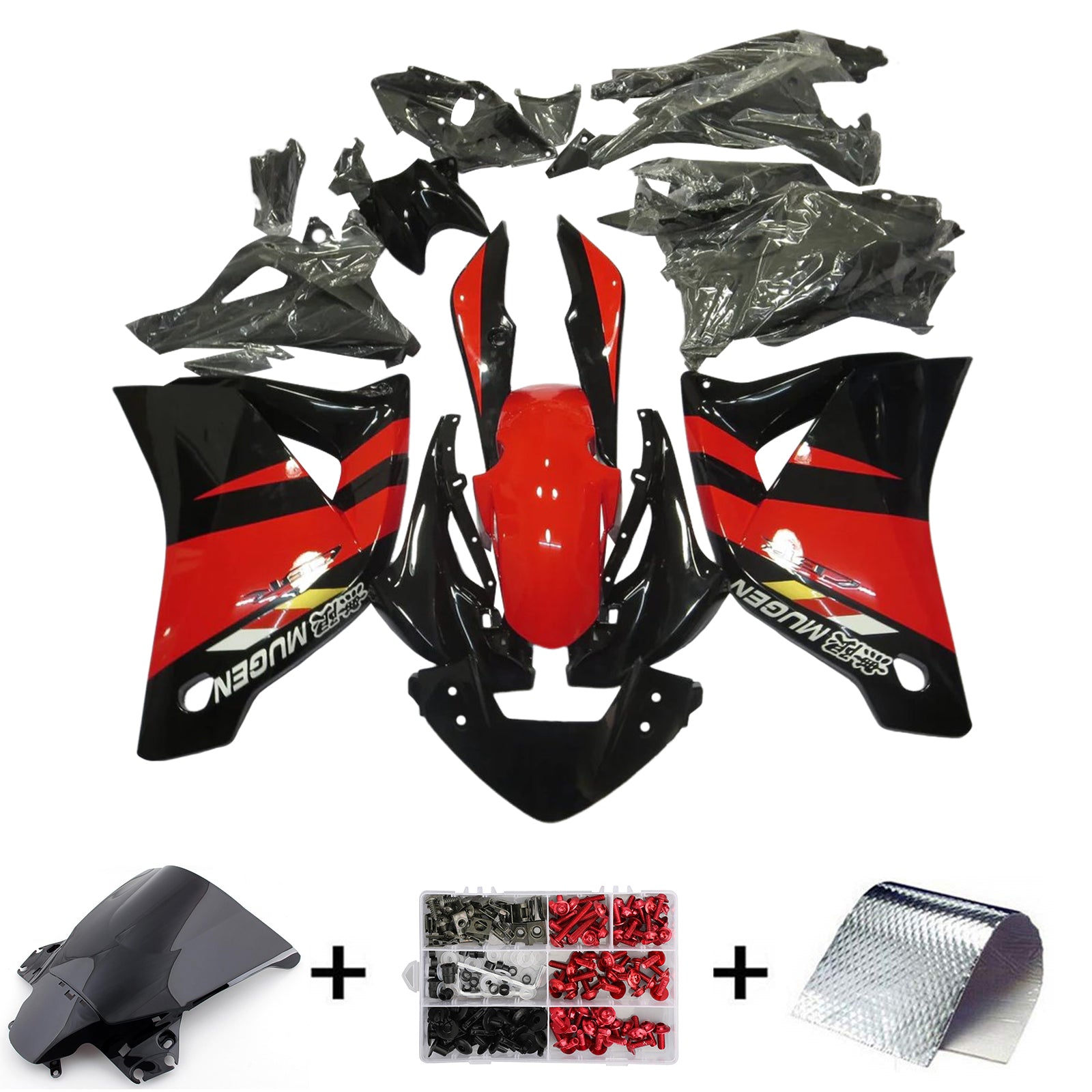 Amotopart 2011-2015 CBR250R Honda Kit de carenado negro y rojo