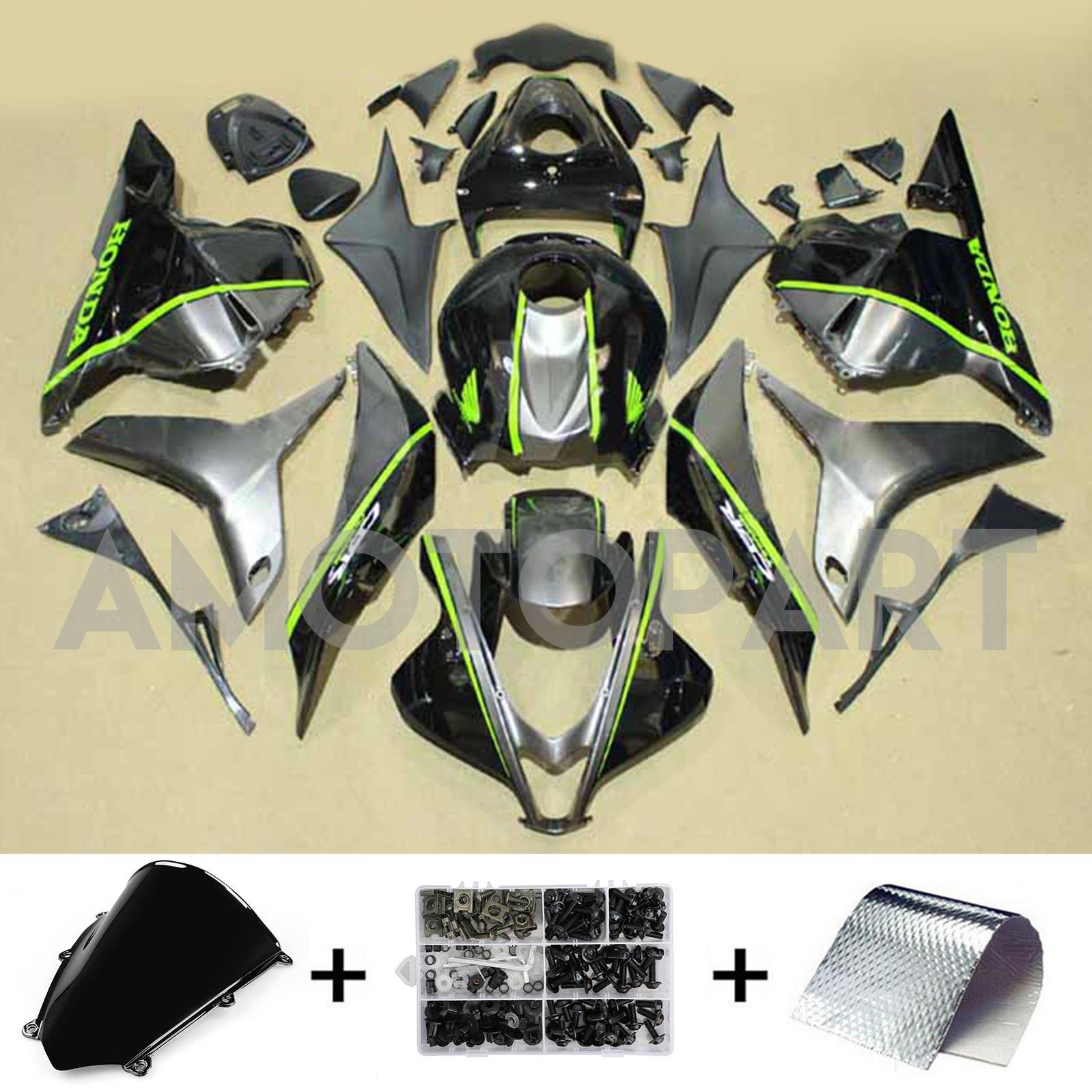 Amotopart 2009-2012 Honda CBR600RR Black Green Fairing Kit