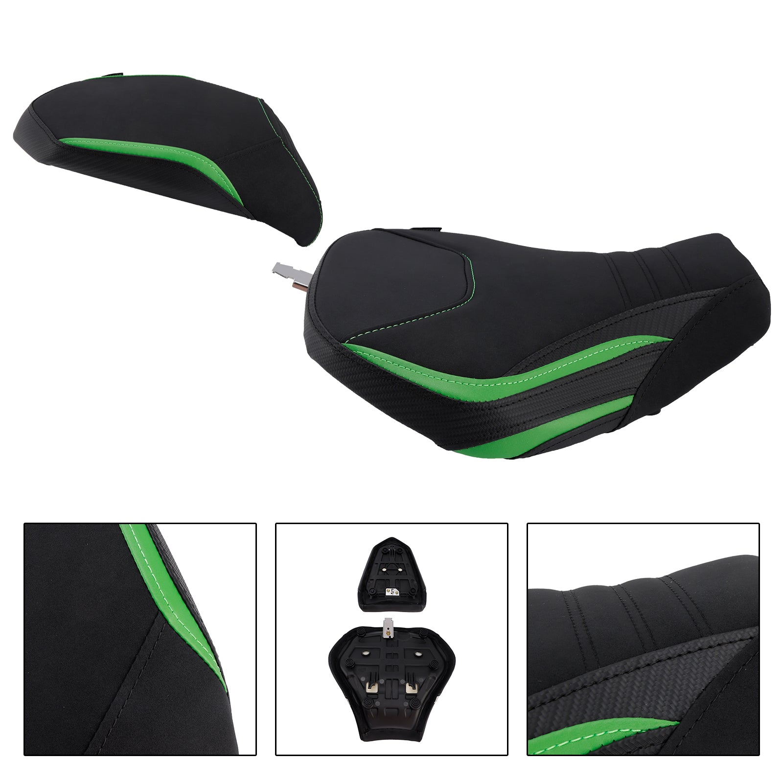 22-25 Kawasaki Ninja H2 Sx Bestuurder&PPassagiersstoelset Achterkussen Groen1