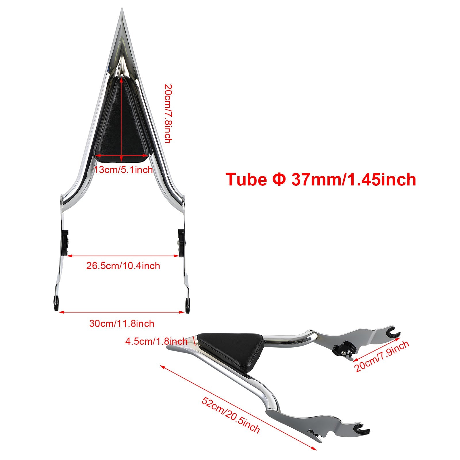 2009-2022 CVO Road Glide Street Road King Chrome Backrest Sissy Bar