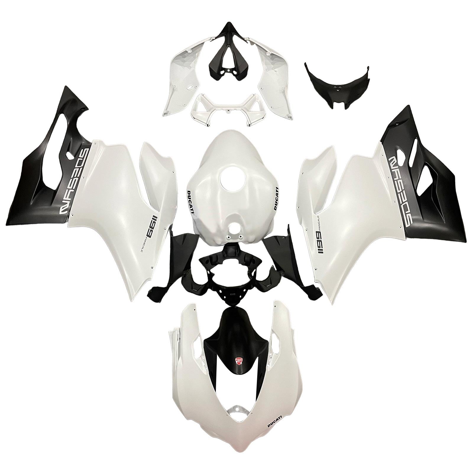 Amotopart 2012-2015 Ducati 1199 899 White&Black Fairing Kit