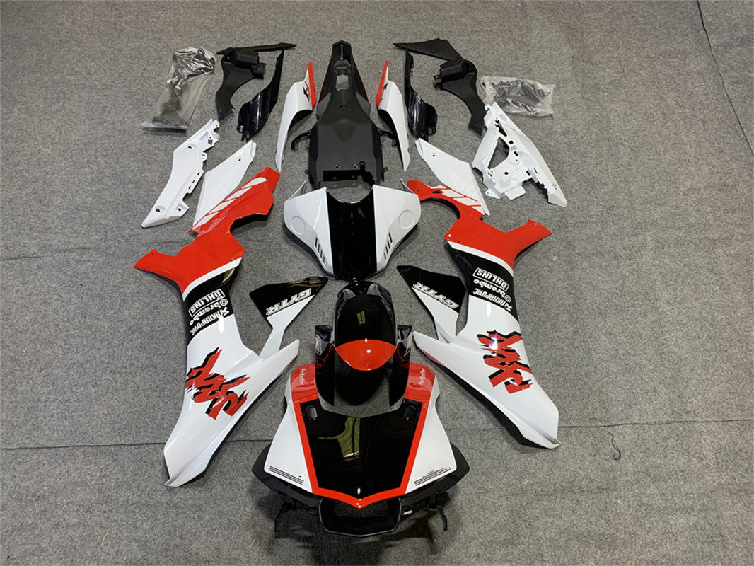 Kit de carénage Amotopart Yamaha 2015-2019 YZF 1000 R1 blanc et rouge Style2