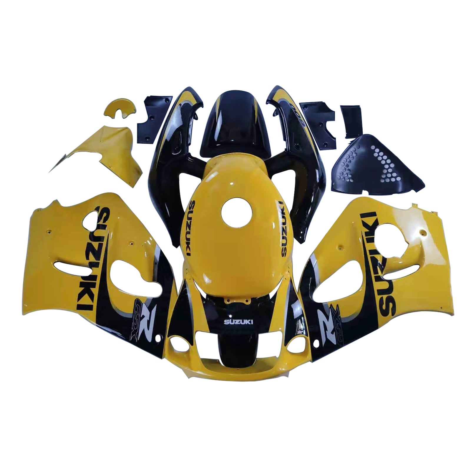 Amotopart Suzuki GSXR600 1996-2000 GSXR750 1996-1999 Kit de carenado negro y amarillo