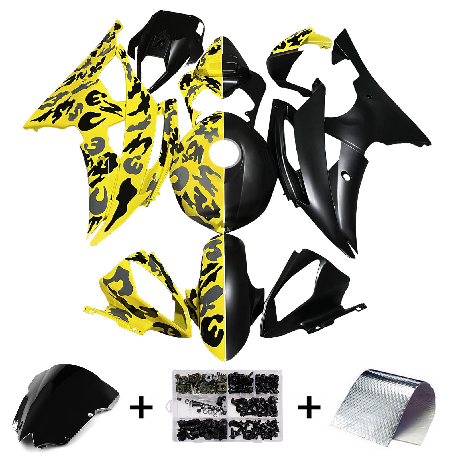 Amotopart 2008-2016 Yamaha YZF-R6 Yellow & Black Fairing Kit
