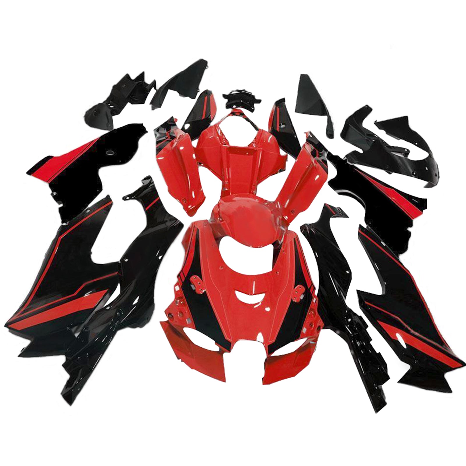 Amotopart 2021-2024 Kawasaki ZX10R ZX10RR Black Red Fairing Kit