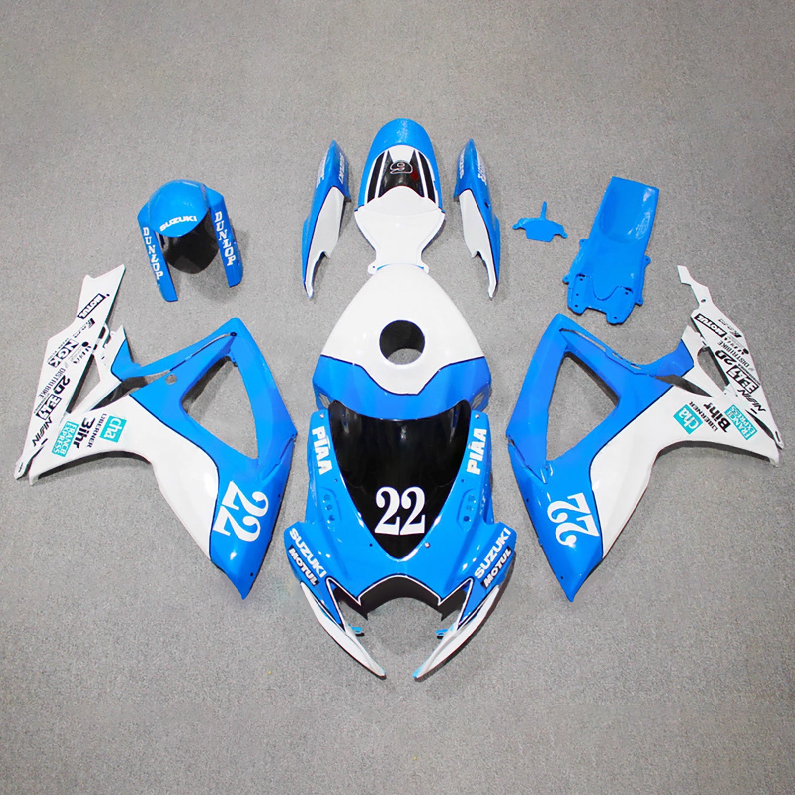 Amotopart 2006-2007 Suzuki GSXR 600/750 Glossy Blue White Fairing Kit