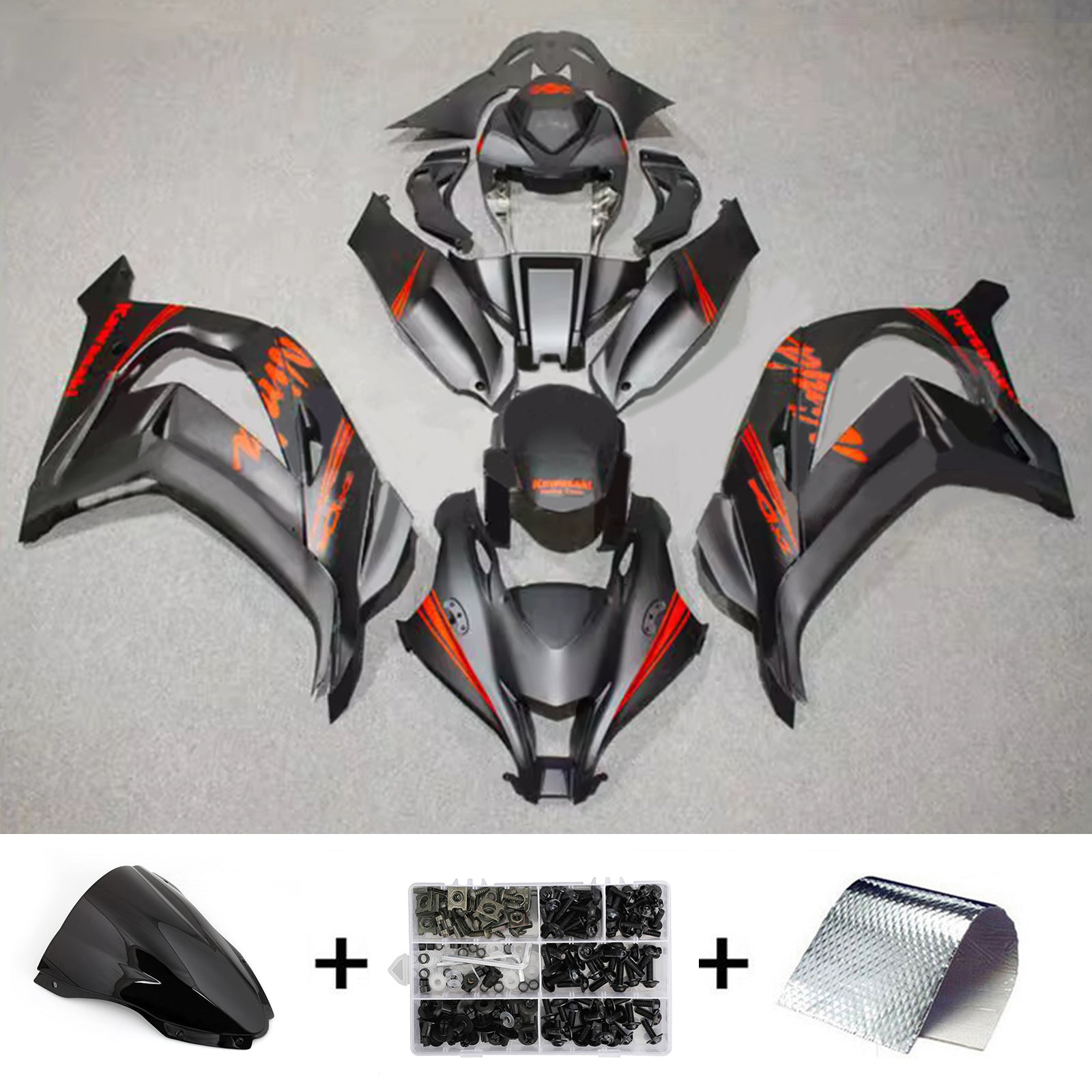Amotopart 2016-2020 Kawasaki ZX10R Black Red Fairing Kit
