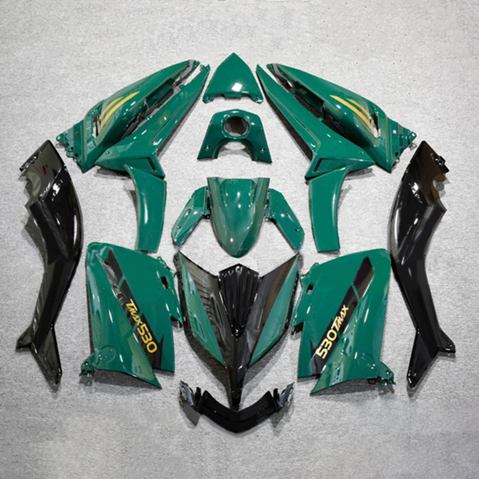 Amotopart 2015-2016 Yamaha T-Max TMAX530 Fairing Dark Green&Black Kit