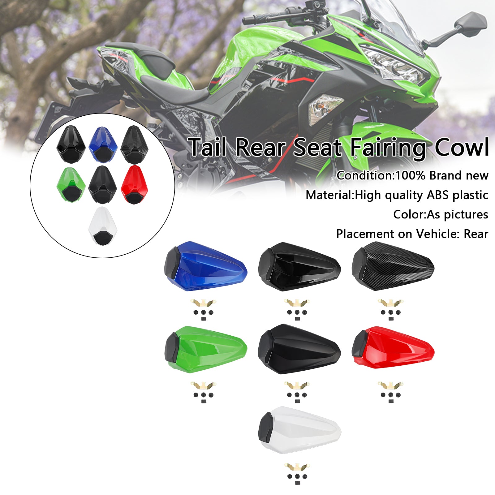 2018-2024 Kawasaki Ninja 400 EX400 Racing Tail Rear Seat Fairing Cowl