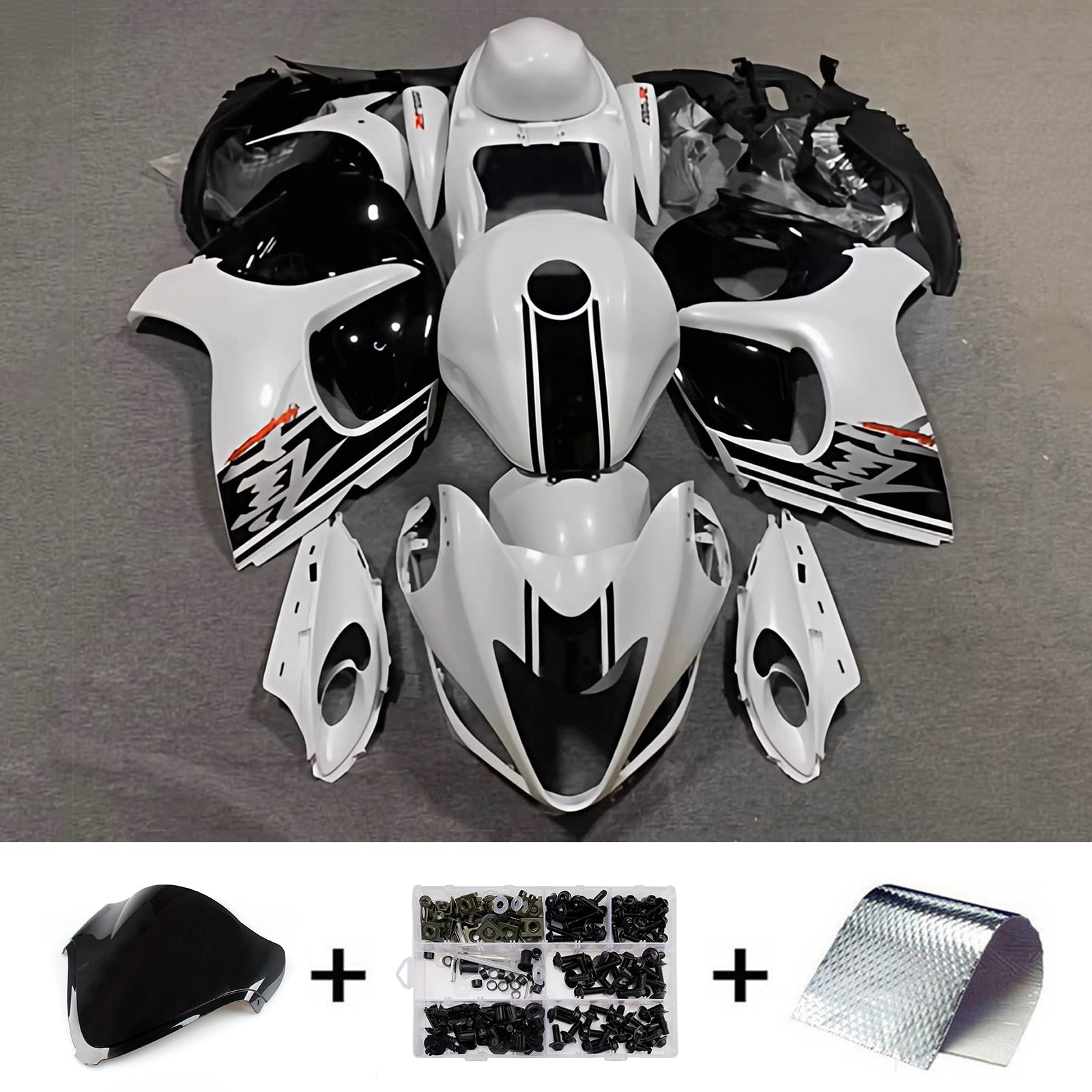 Amotopart 2008-2020 Suzuki Hayabusa GSX1300R hvid/sort kåbesæt