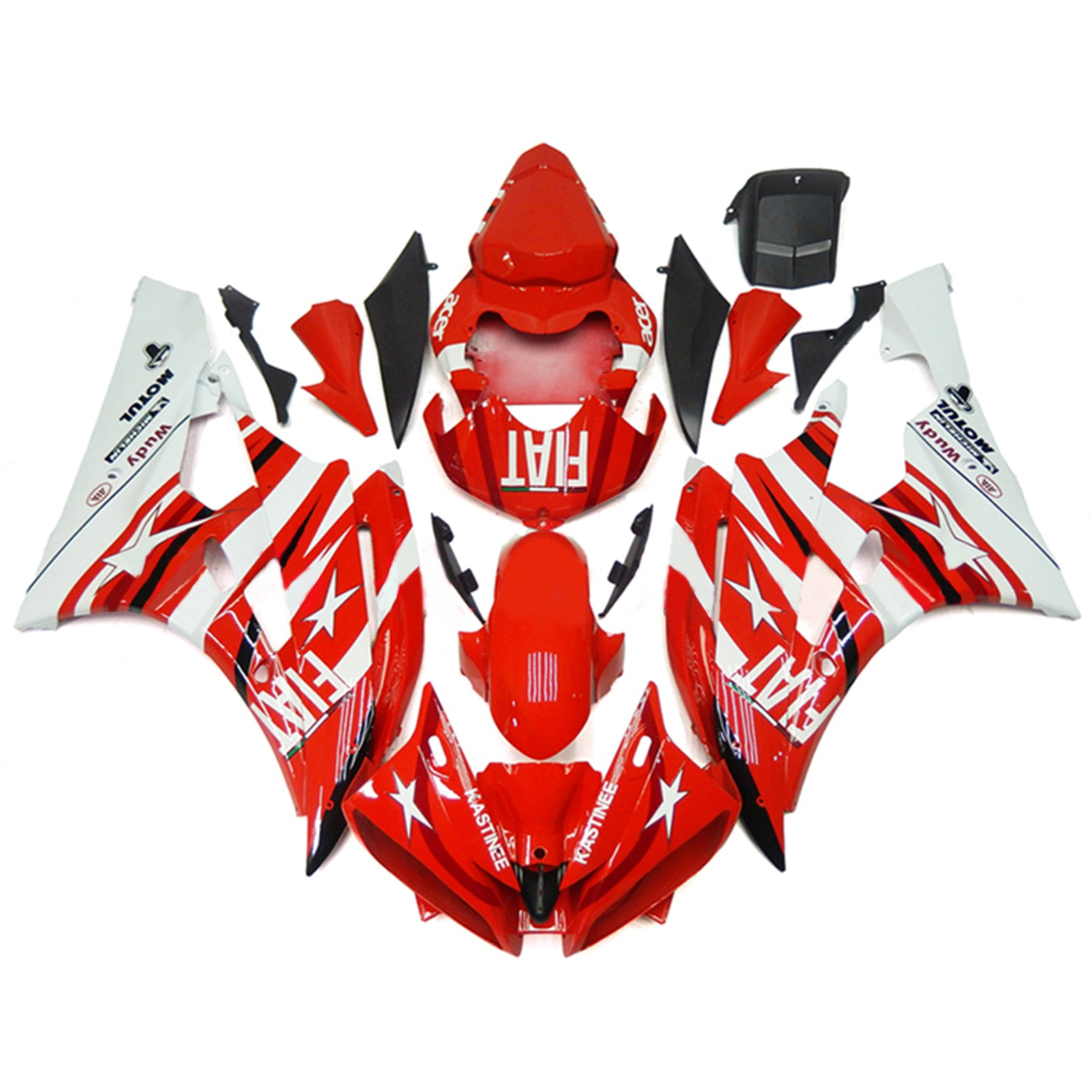 Amotopart 2006-2007 Yamaha YZF 600 R6 Kit de carénage blanc et rouge