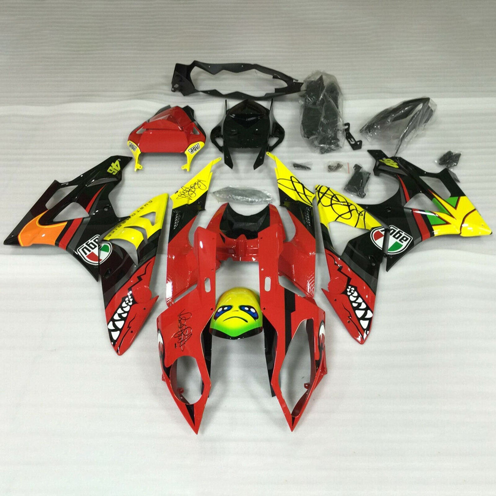 Amotopart 2009-2014 S1000RR BMW Kit de carenado amarillo y rojo