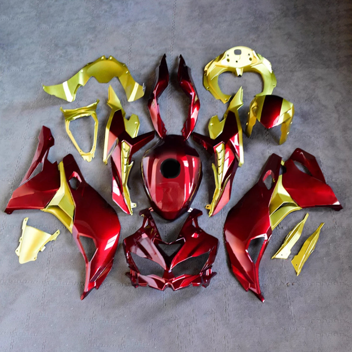 Amotopart 2019-2024 Ninja ZX-25R ZX-4R ZX-4RR Kawasaki Kit de carenado rojo y dorado