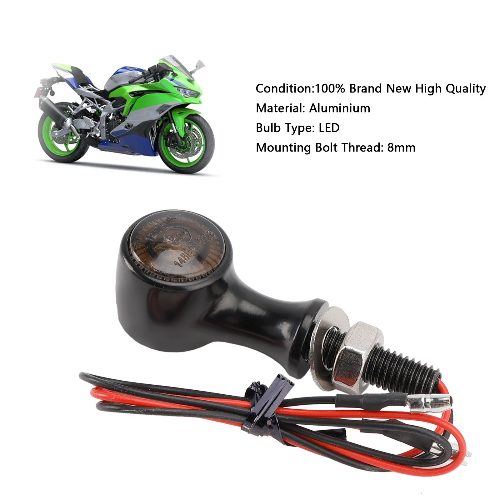 Universal Motorcycle 12V LED Turn Signal Indicator Light 8mm