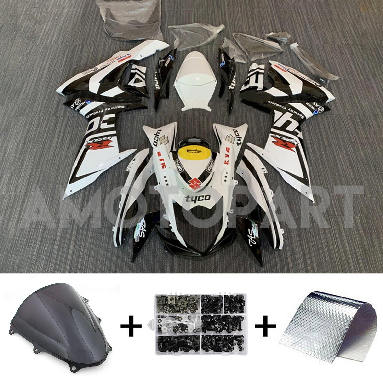 Amotopart 2011-2025 GSXR 600/750 Suzuki Black&White Fairing Kit