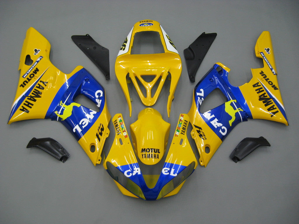 Amotopart 2000-2001 Yamaha YZF 1000 R1 Kit de carénage bleu et jaune