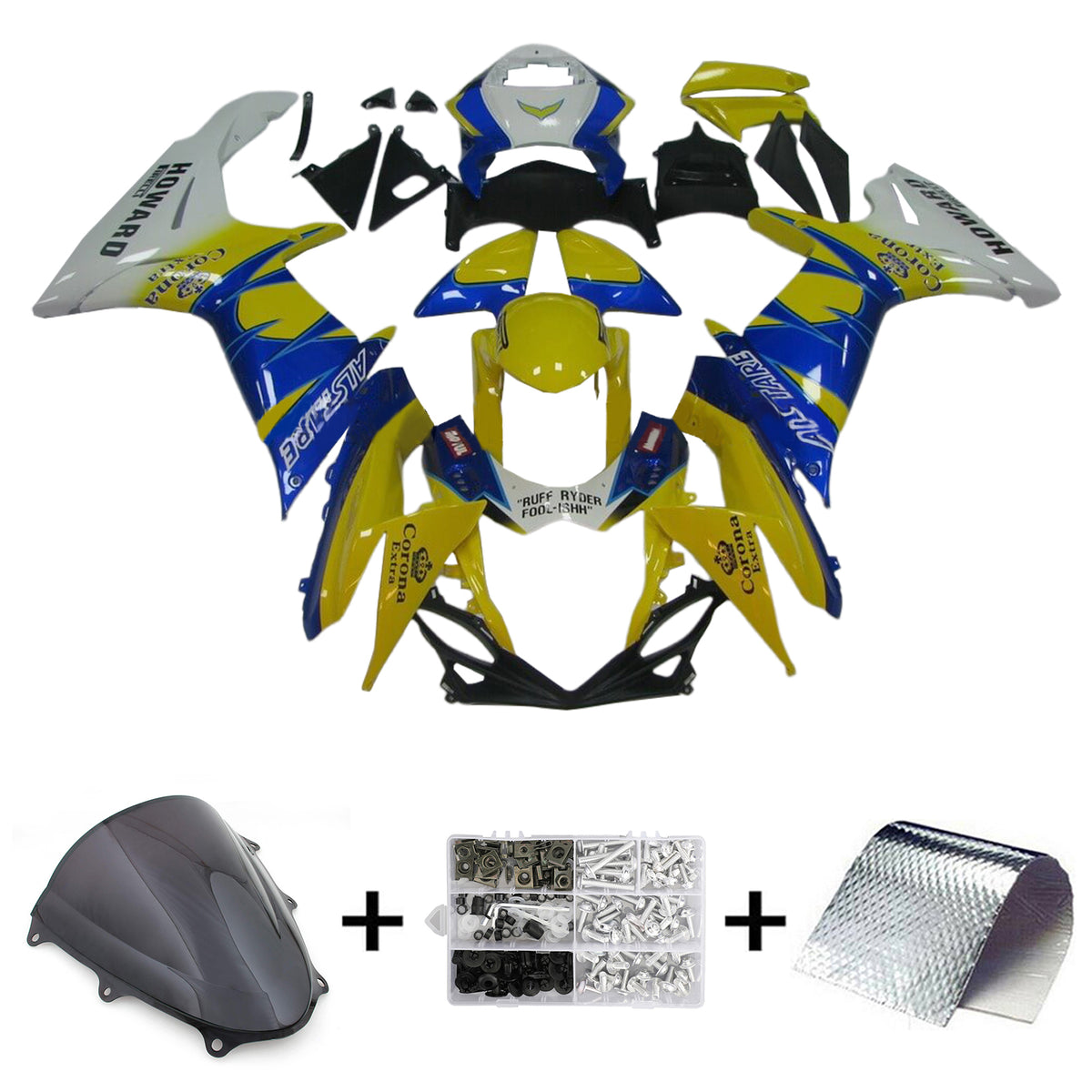 Amotopart 2011-2024 K11 GSXR 600/750 Suzuki Yellow&Blue Fairing Kit