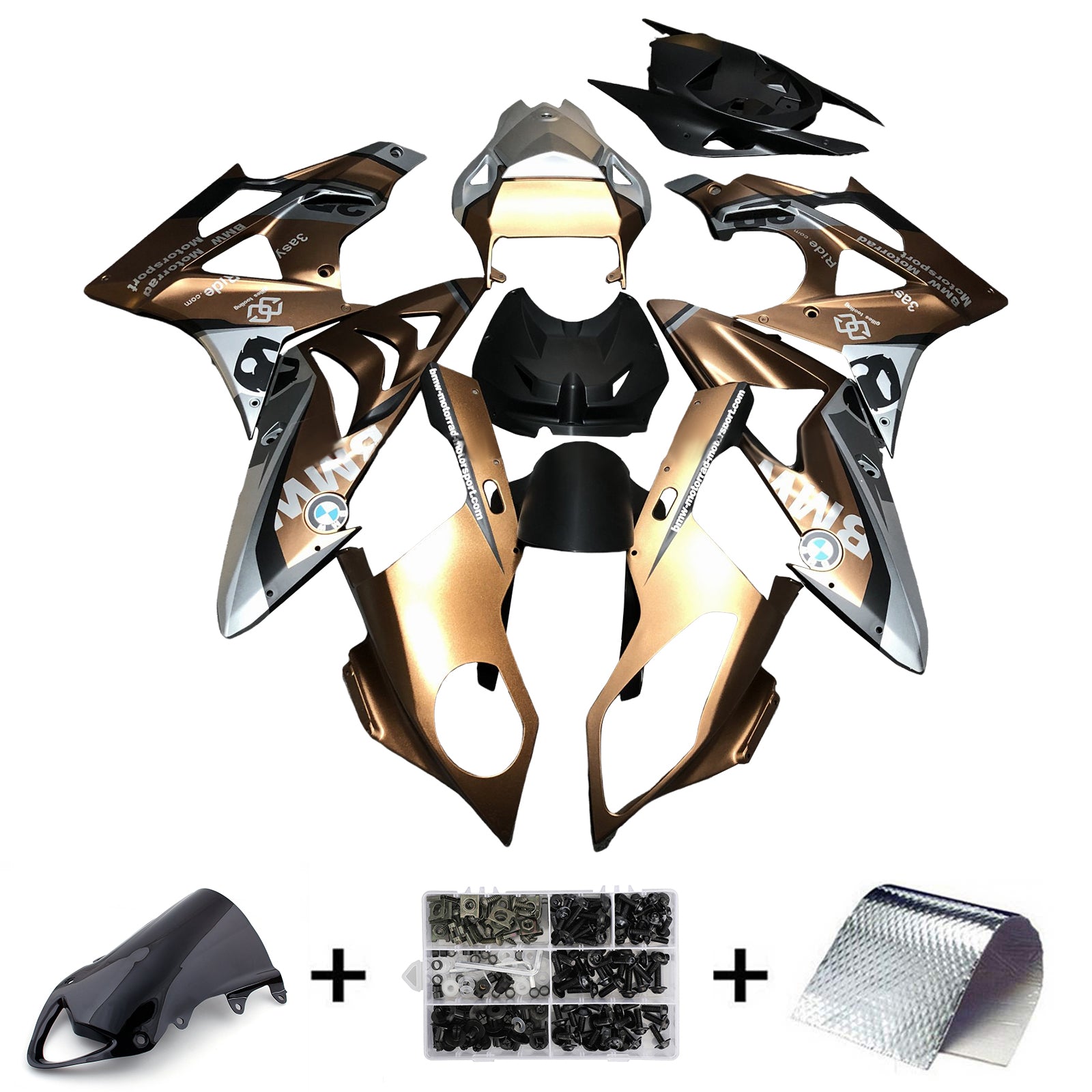 Amotopart 2009-2014 BMW S1000RR Gold Black Fairring Kit