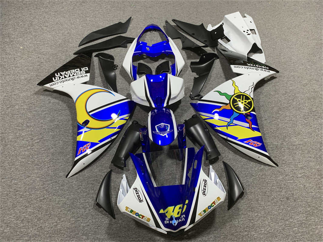 Amotopart Yamaha YZF 1000 R1 2012-2014 Kit de carénage bleu et jaune