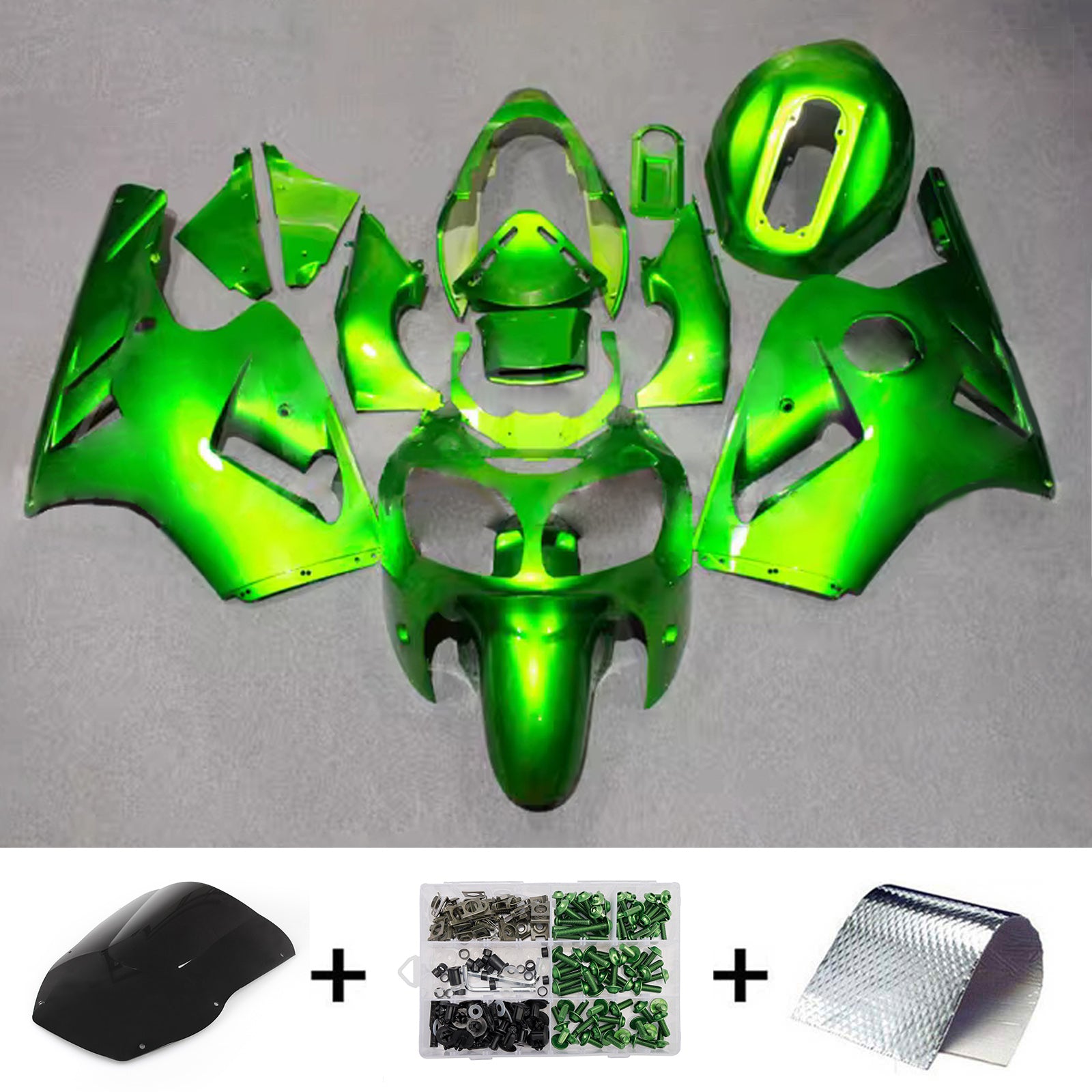 Amotopart 2000-2001 Kawasaki ZX12R Green Fairing Kit