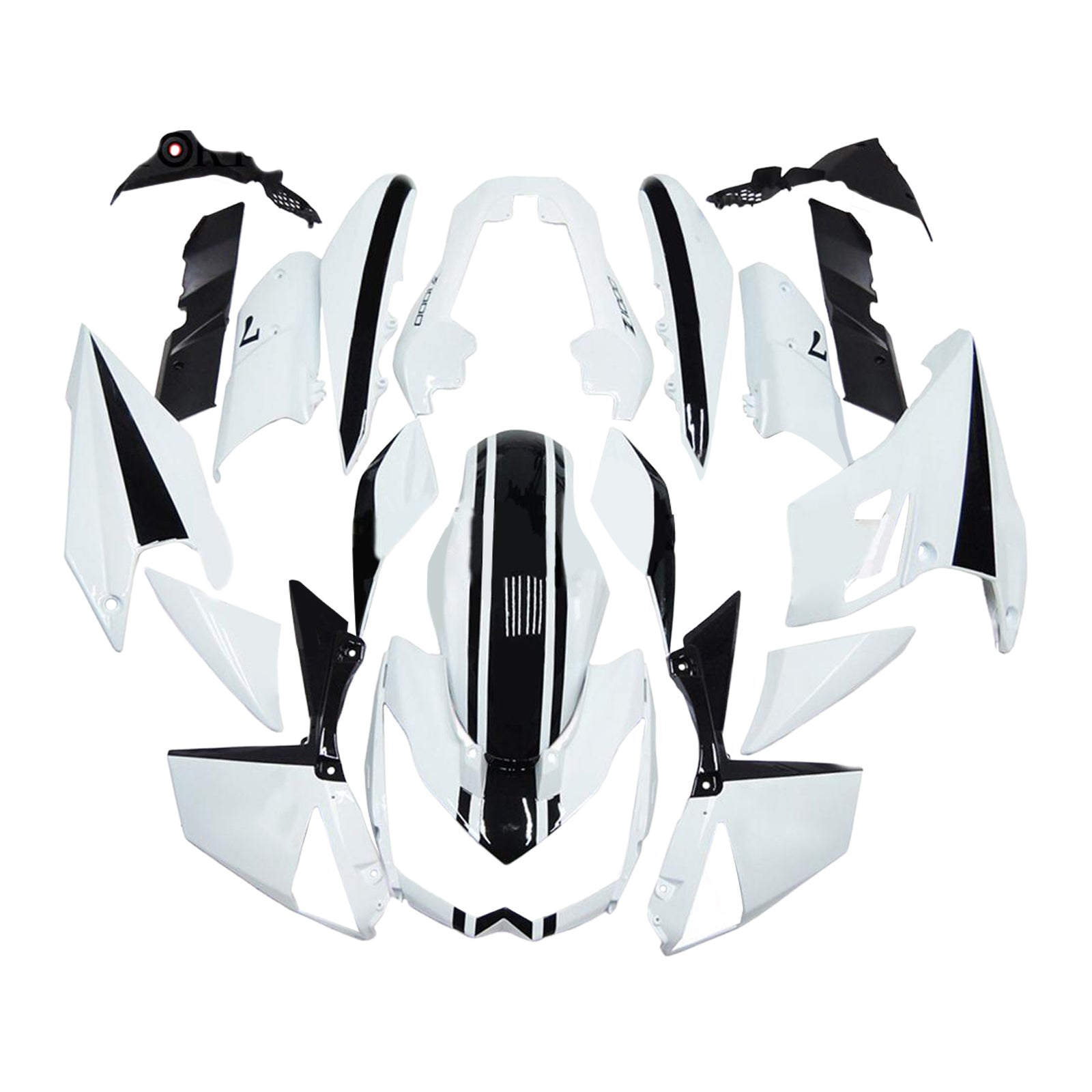 Amotopart 2010-2013 Kawasaki Z1000 White Black Fairing Kit