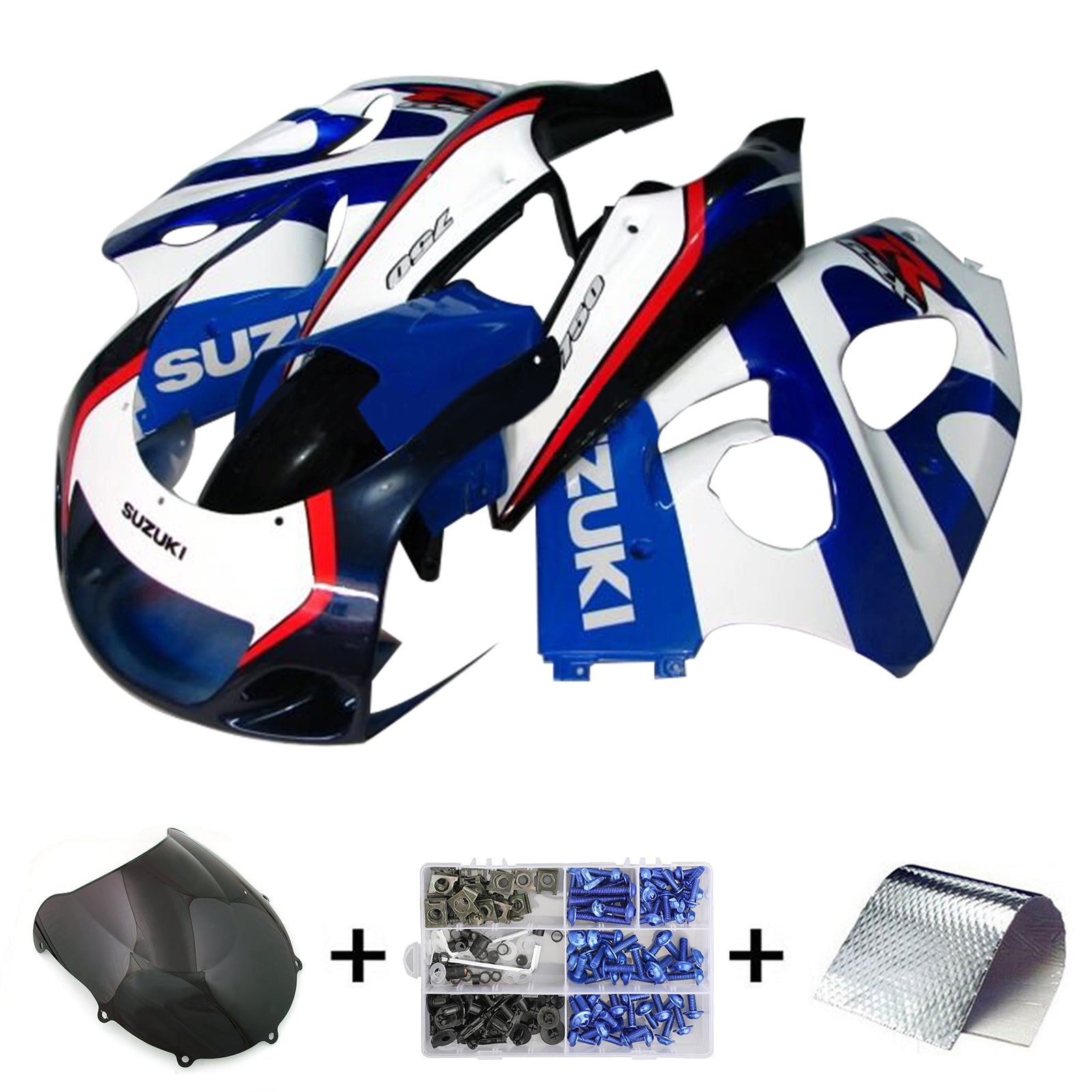 Amotopart Suzuki GSXR600 1996–2000 GSXR750 1996–1999 Blue&amp;White Style3 Verkleidungsset